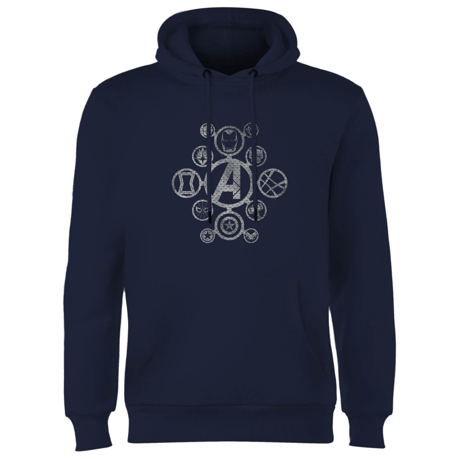 Avengers Distressed Metal Icon Hoodie - Navy - L