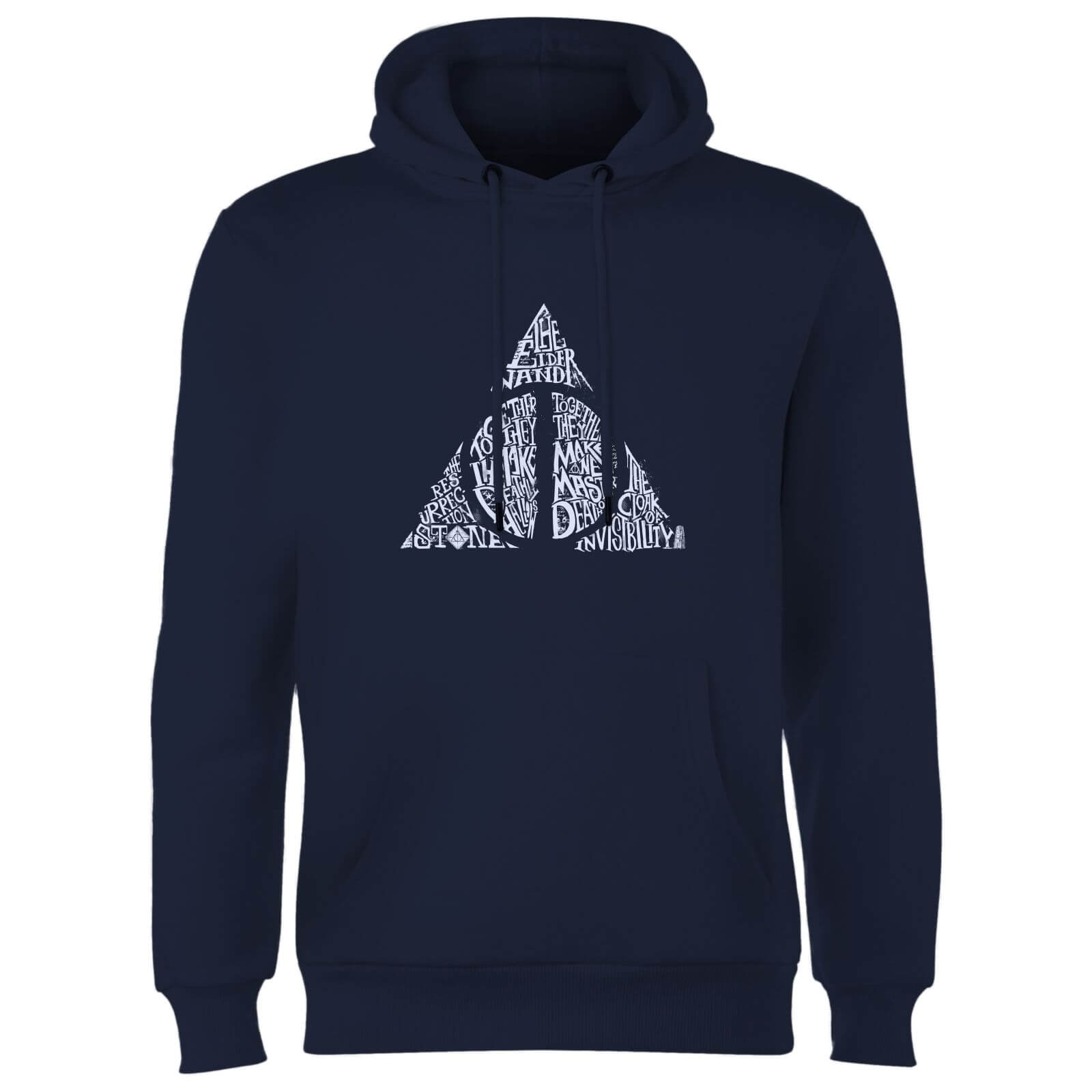 

Harry Potter Deathly Hallows Text Hoodie - Navy - L