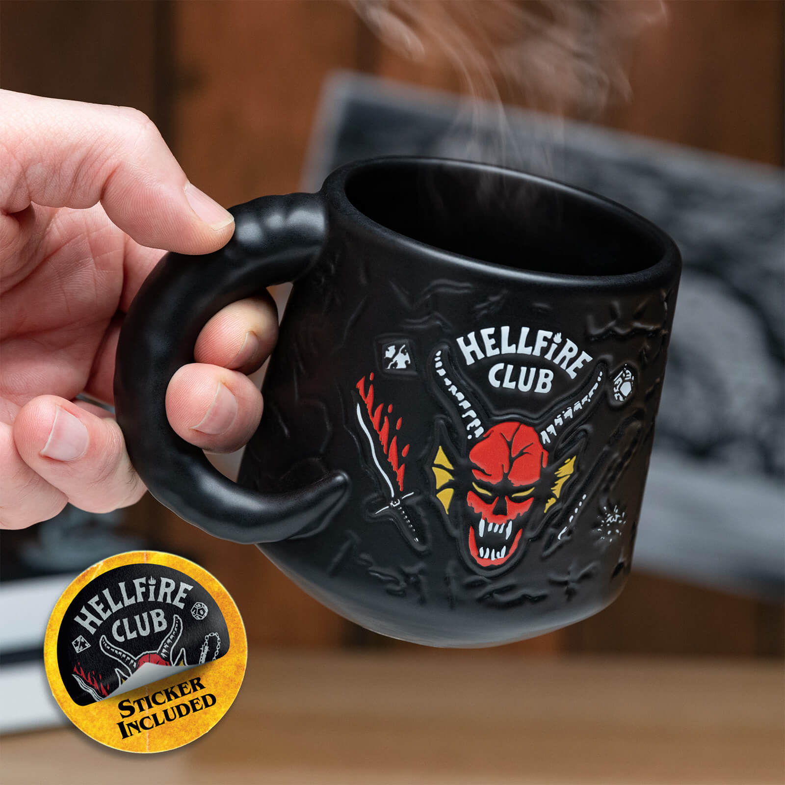Stranger Things Hellfire Club Demon Embossed Mug (Includes Sticker)