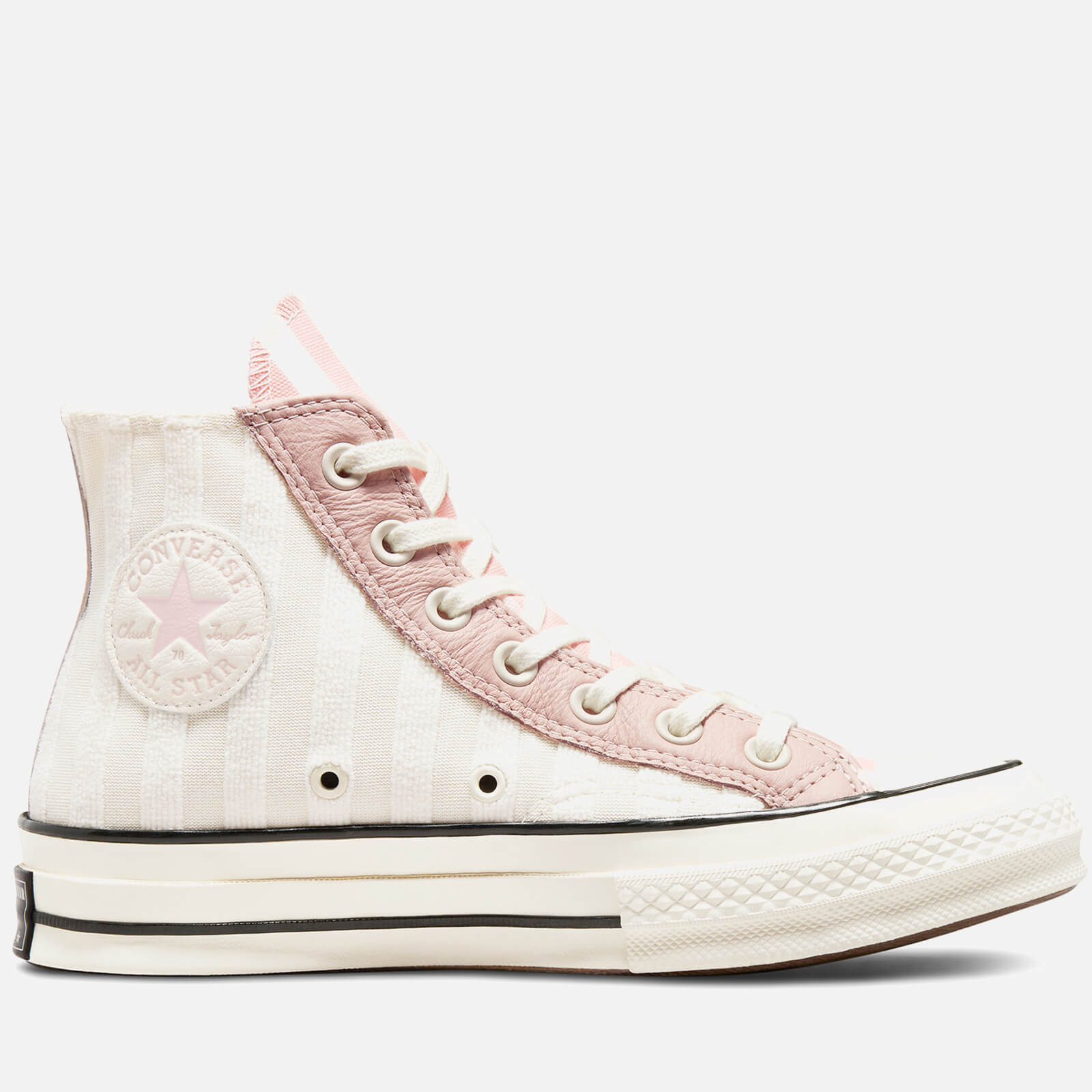 Converse Women's Chuck 70 Striped Terry Cloth Hi-Top Trainers - Egret/Pink Clay/Black - UK 6