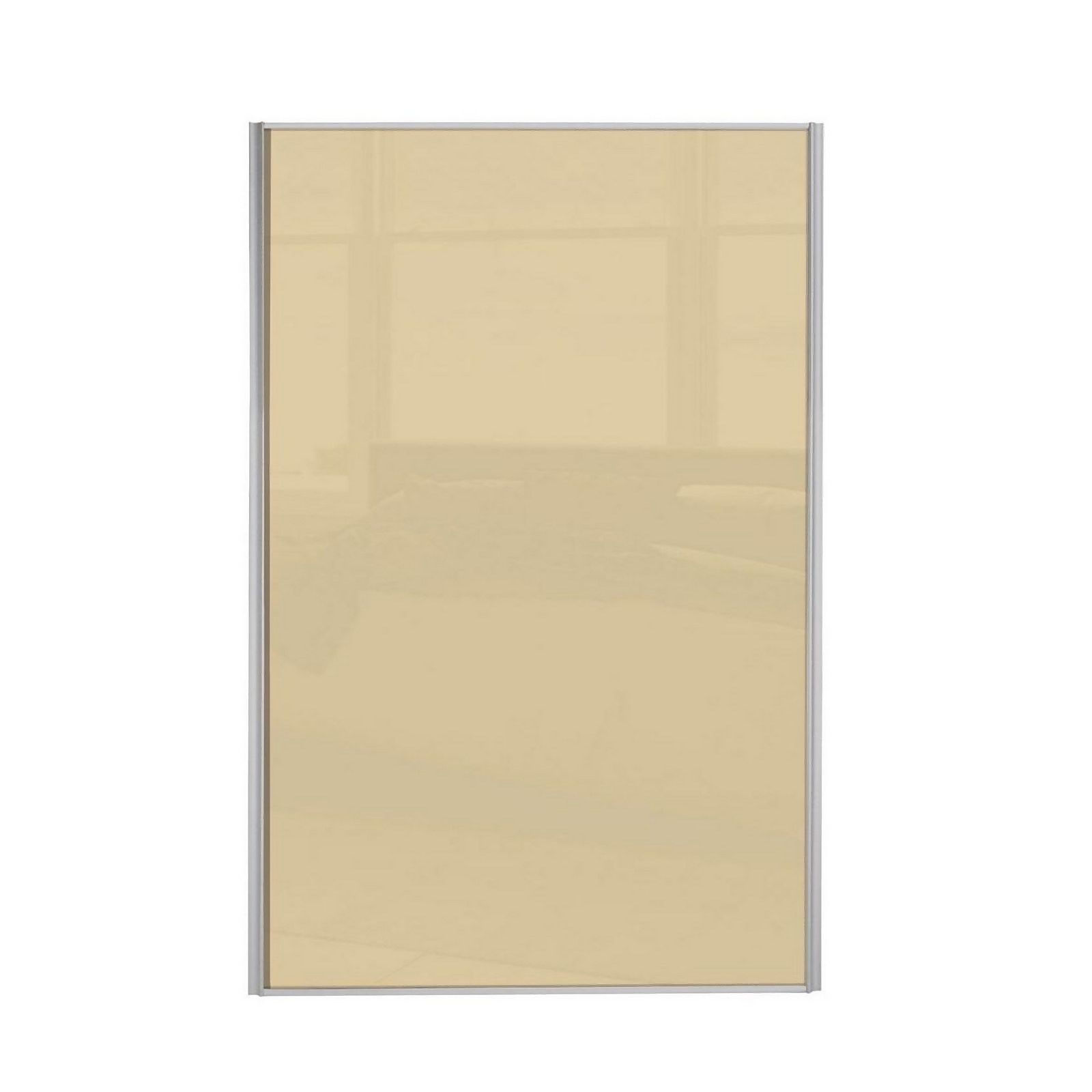 Photo of Loft Silver Frame Cream Glass Sliding Door - 762mm