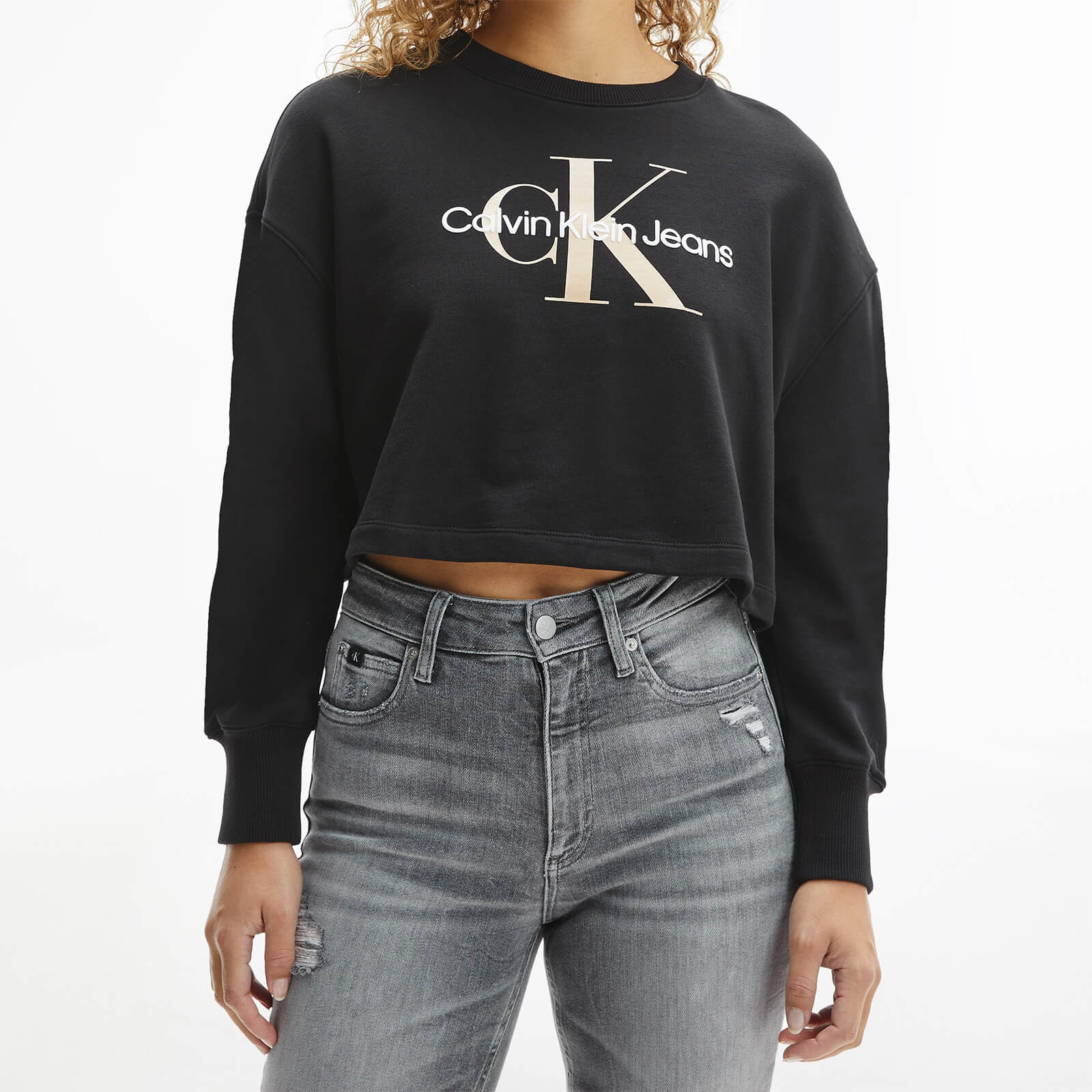 Calvin Klein Jeans Women's Seasonal Monogram Crew Neck Sweatshirt - Ck Black