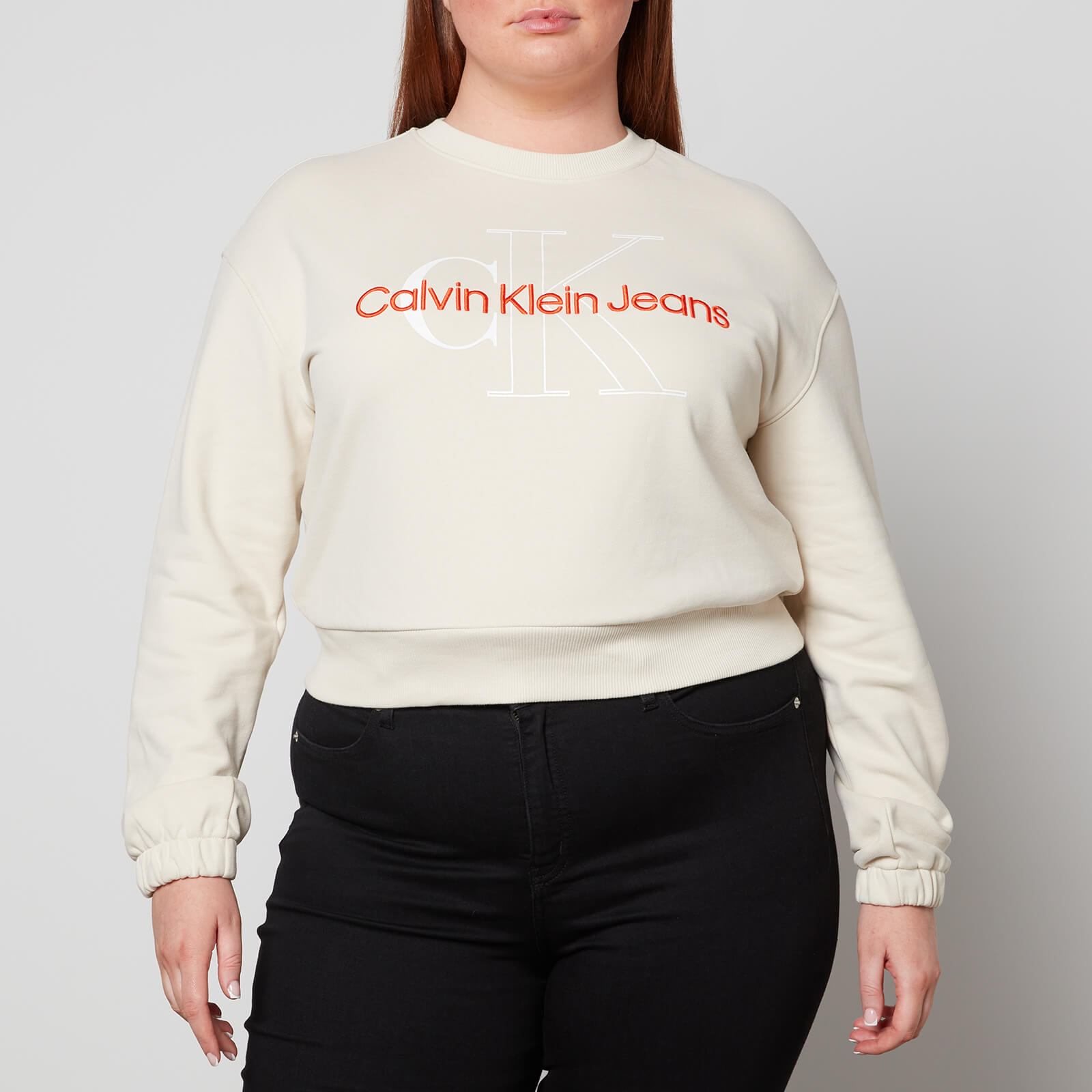 Calvin Klein Jeans Plus Logo Embroidery Cotton-Jersey Sweatshirt