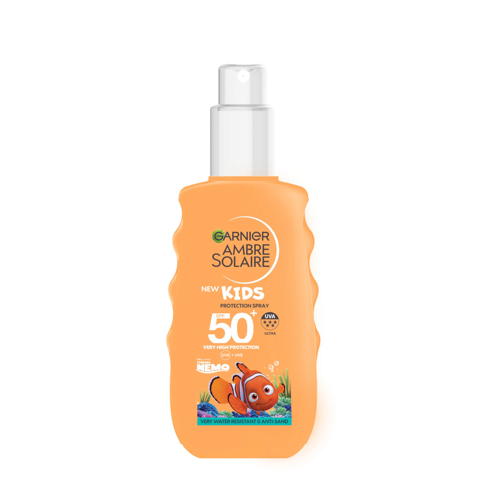 Garnier Ambre Solaire Kids' Spf50+ Water And Sand Resistant Sun Cream Spray 150ml In Yellow