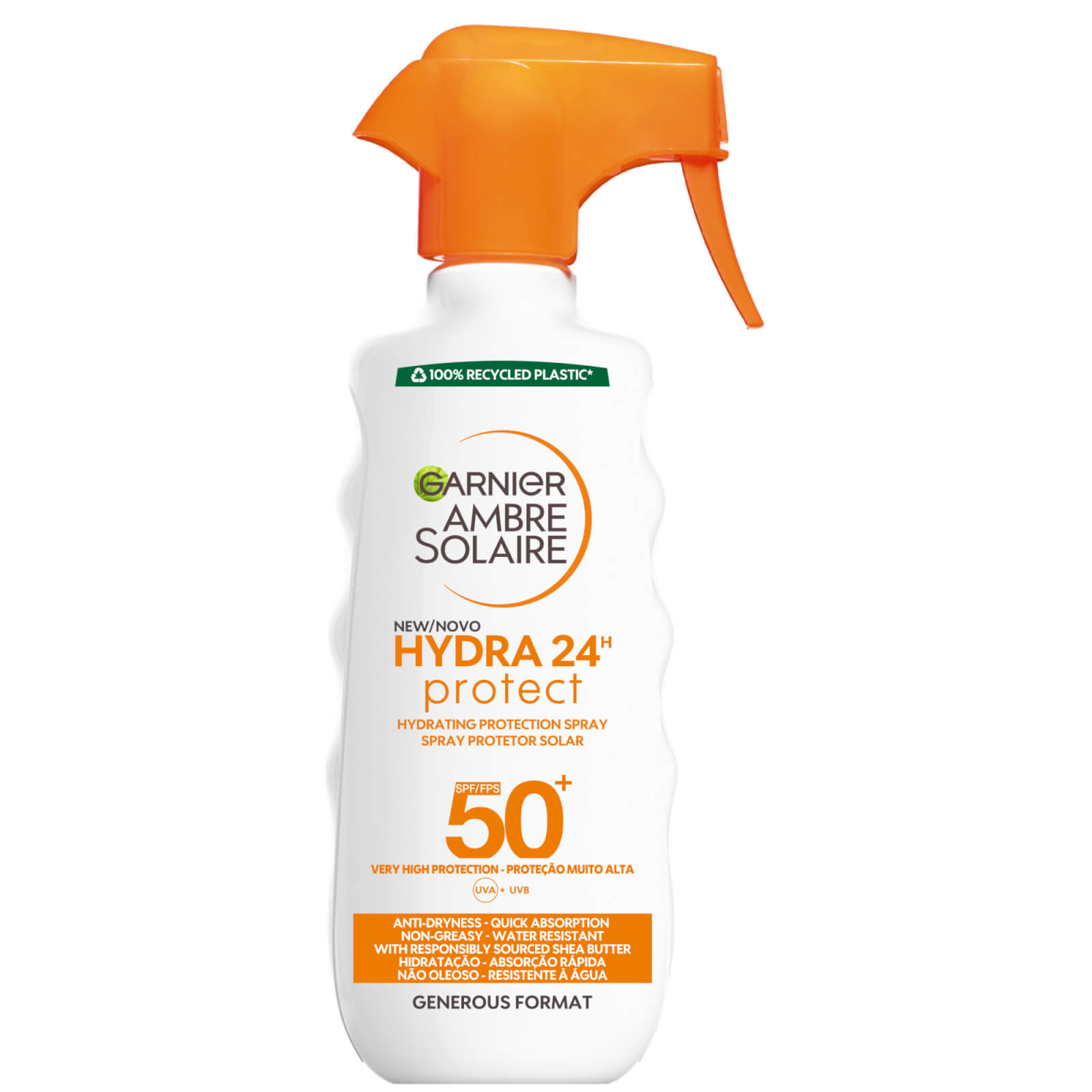 Garnier Ambre Solaire Hydra 24 Hour Protect Hydrating Spf50  Spray 300ml In Orange