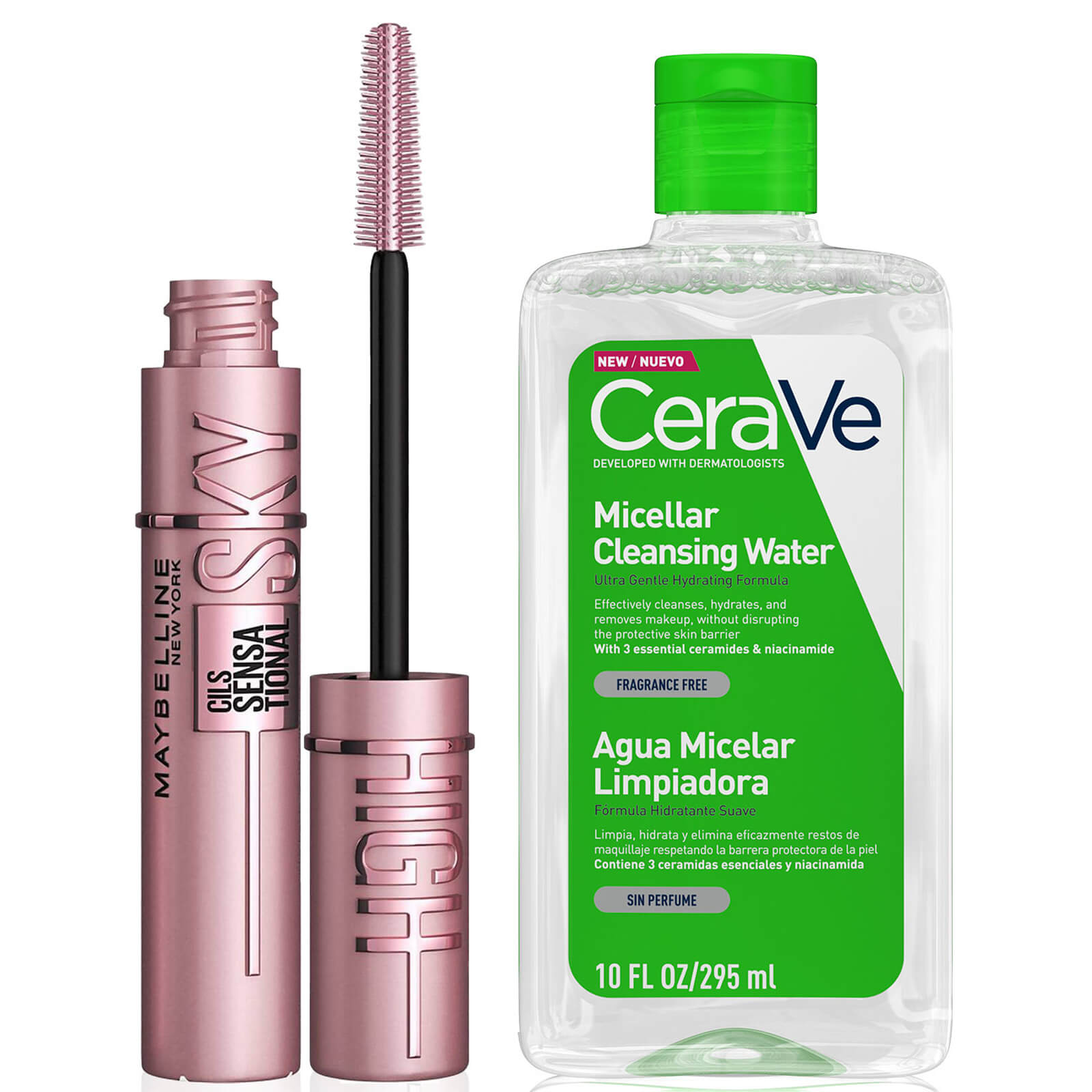 Image of CeraVe Micellar Cleanser and Maybelline Sky High Mascara Duo for Normal Skin