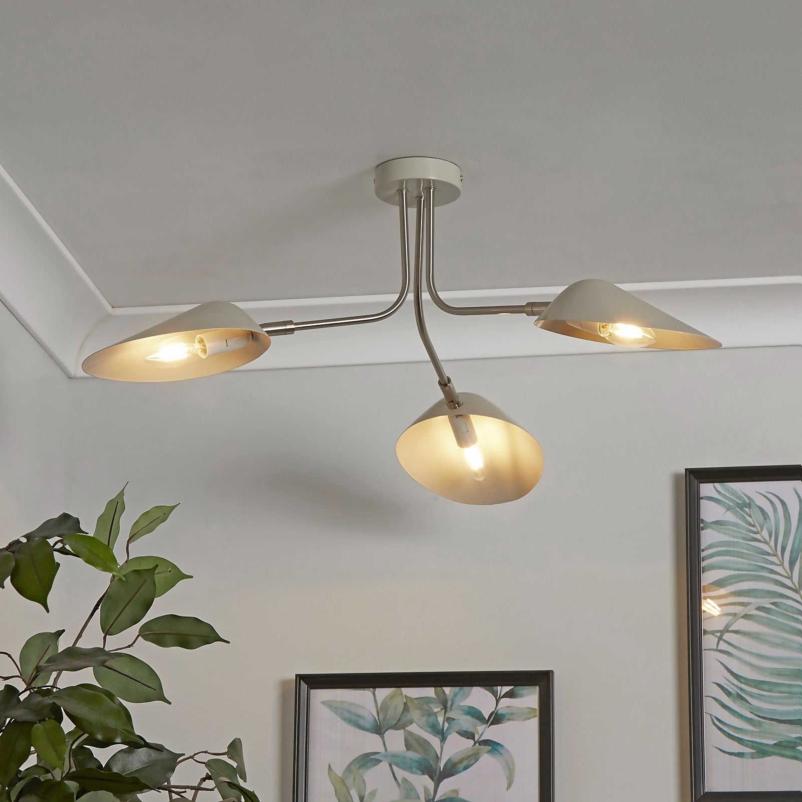 Laila 3 Light Semi-Flush Ceiling Light - Stone thumbnail