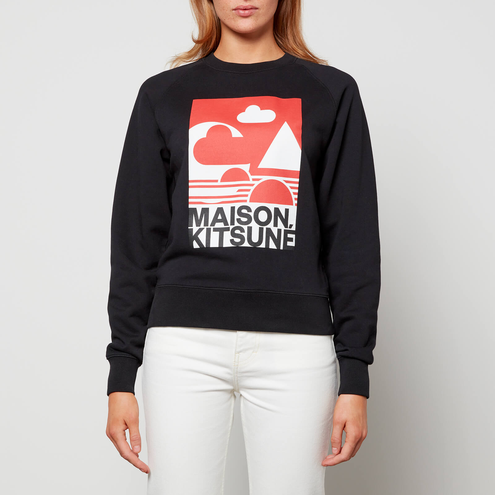 maison kitsuné women's red anthony burrill adjusted sweatshirt - black - xs