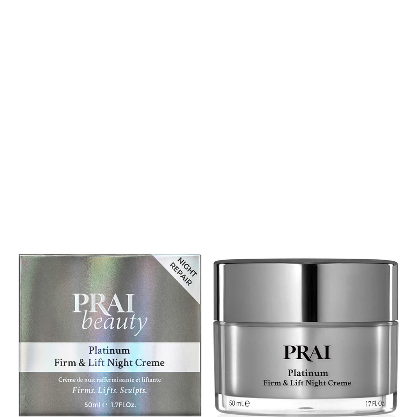 Artikel klicken und genauer betrachten! - Saturated in antioxidant-loaded platinum and nourishing shea butter, the PRAI Platinum Firm and Lift Night Crème seeks to plump and refine your skin while recharging moisture levels as you sleep.   The antioxidant-fuelled formula supports the skin's resilience to external aggressors, while mineral-rich pearl powder and luxurious PRAI oil harmonise to reveal a glowing, youthful-looking complexion that is soft and supple. | im Online Shop kaufen