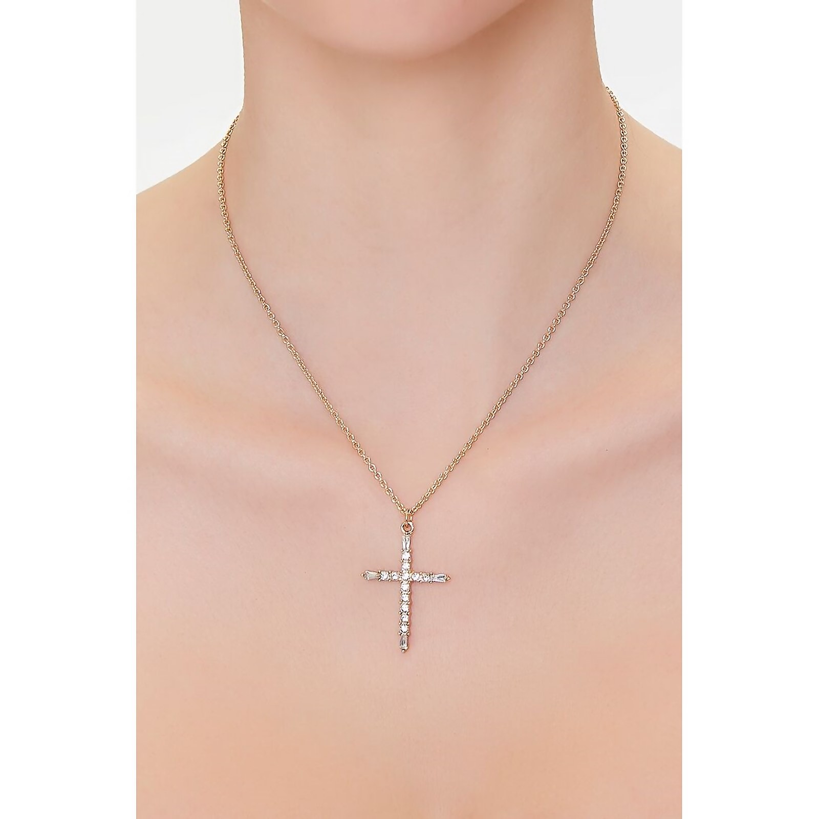 Rhinestone Cross Chain Necklace