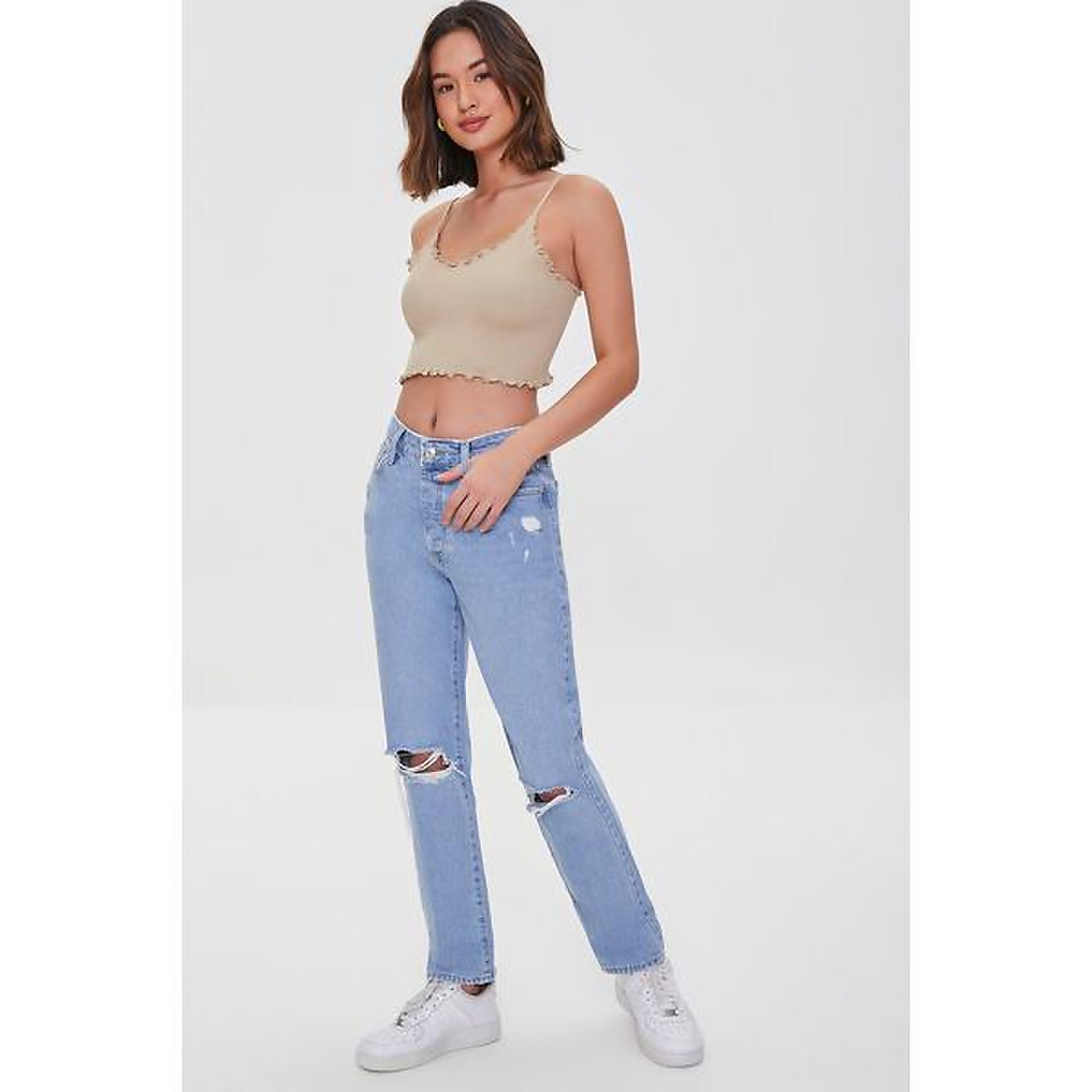 Distressed High-Rise Mom Jeans - 26