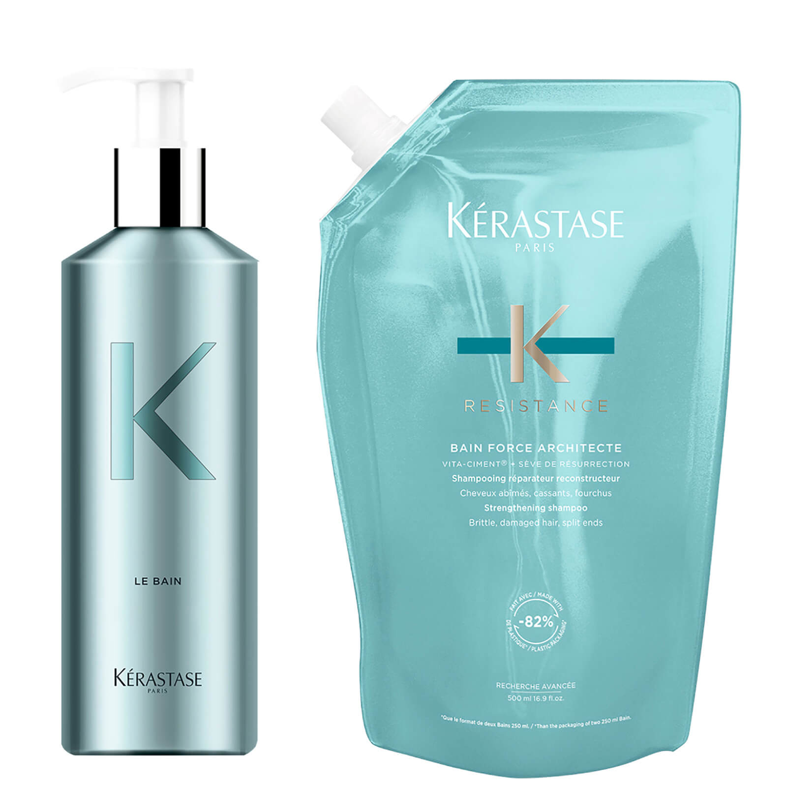Kerastase Kérastase Bain Force Architecte Refill Pouch And Refillable Bottle Bundle