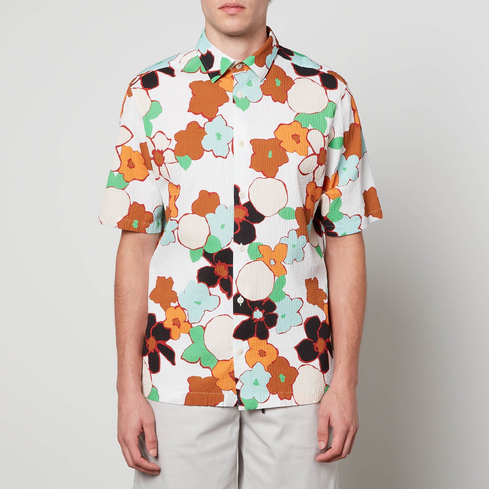 Ted Baker Avennue Floral Stretch-Cotton Cloque Shirt