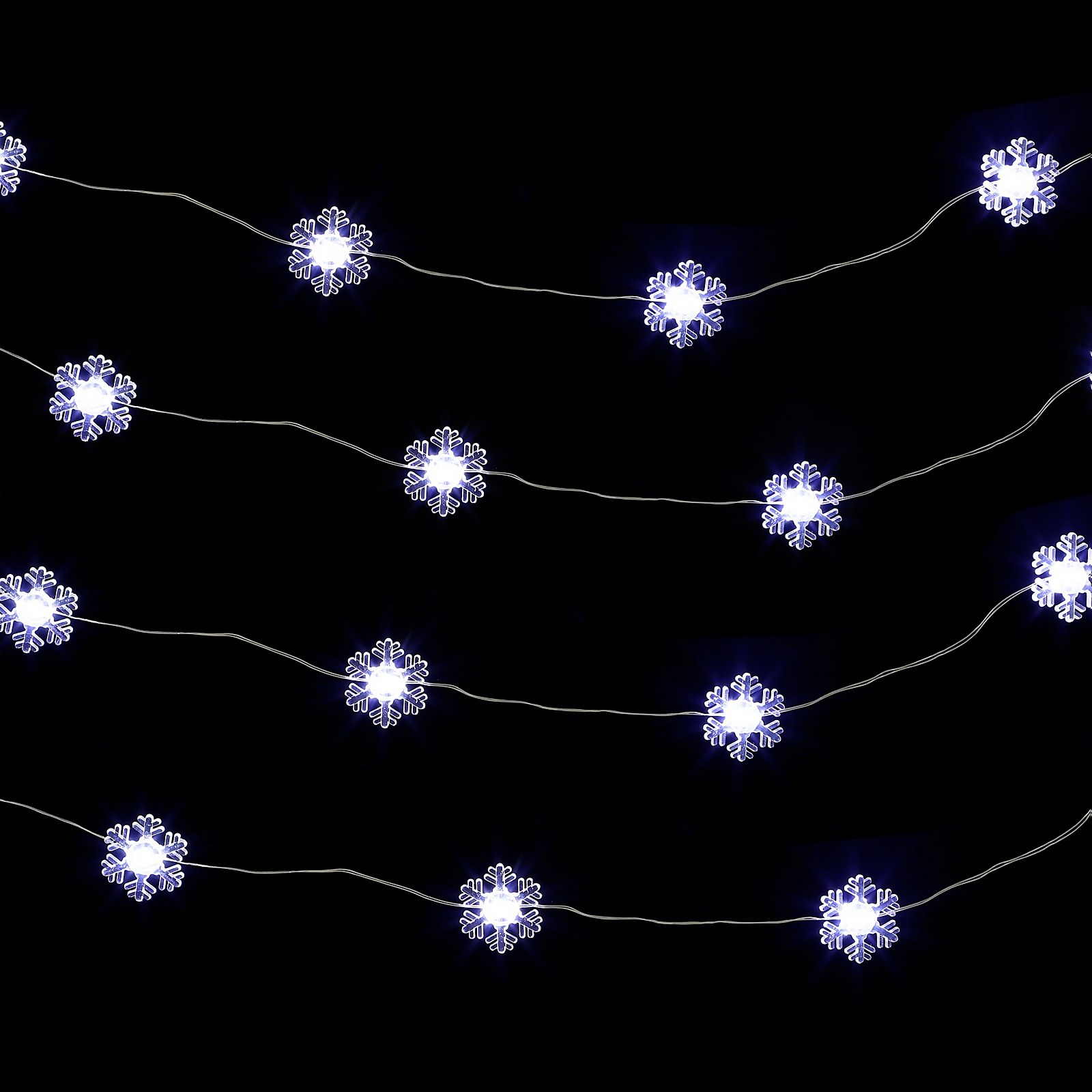 Photo of 50 Led Snowflake Copper Wire Decorative Christmas String Lights -battery Operated-
