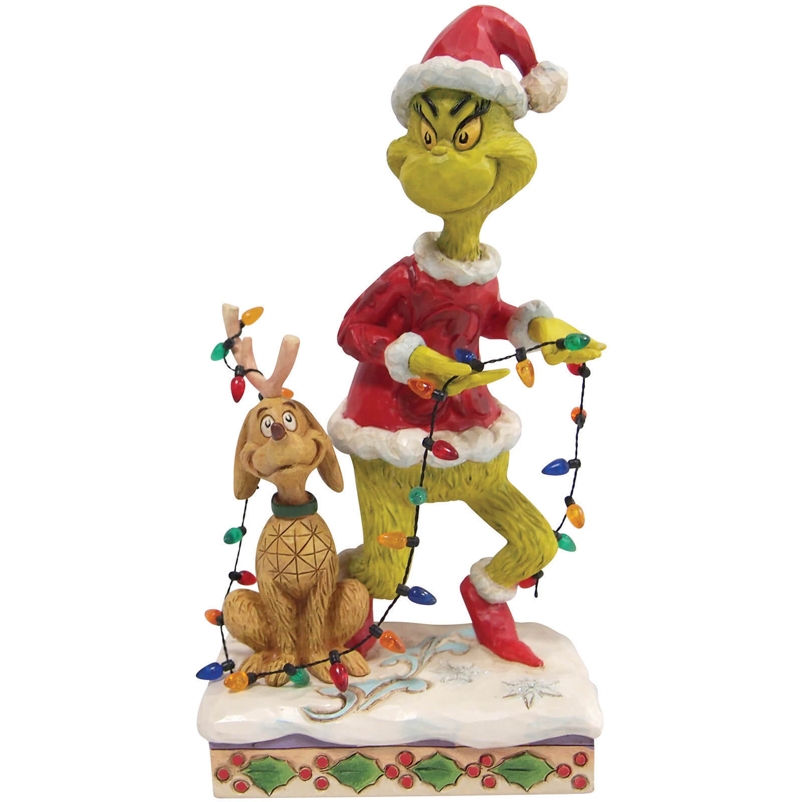 The Grinch Dr.Seuss by Jim Shore Grinch and Max Wrapped in Lights Figurine