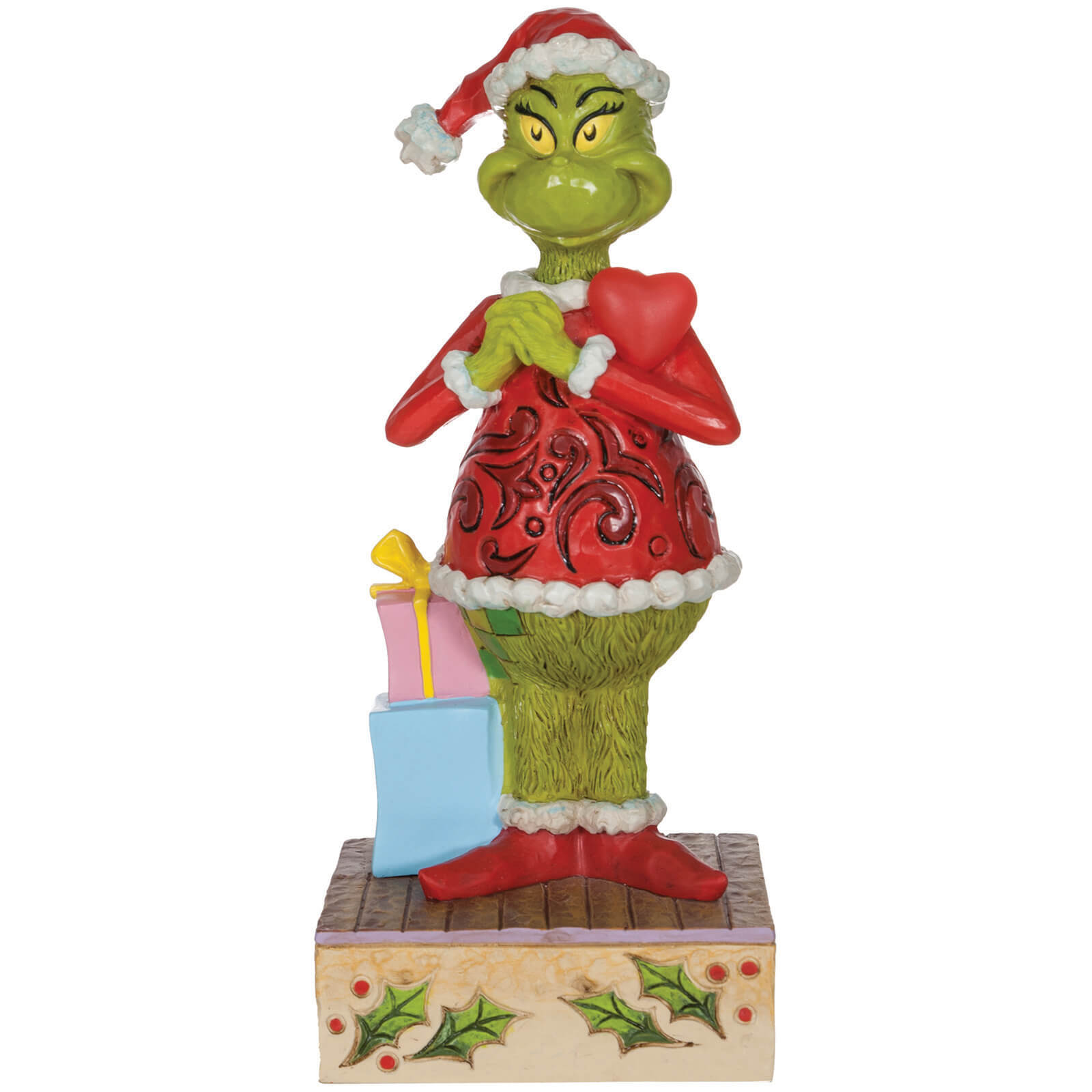 The Grinch Dr.Seuss by Jim Shore Happy Grinch with Blinking Heart Figurine