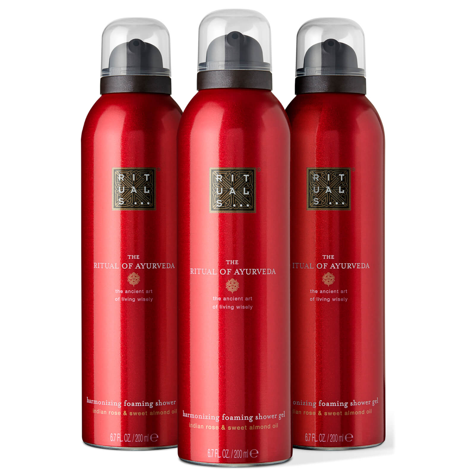 Rituals The Ritual of Ayurveda Sweet Almond & Indian Rose Foaming Body Wash Value Pack 3x200ml