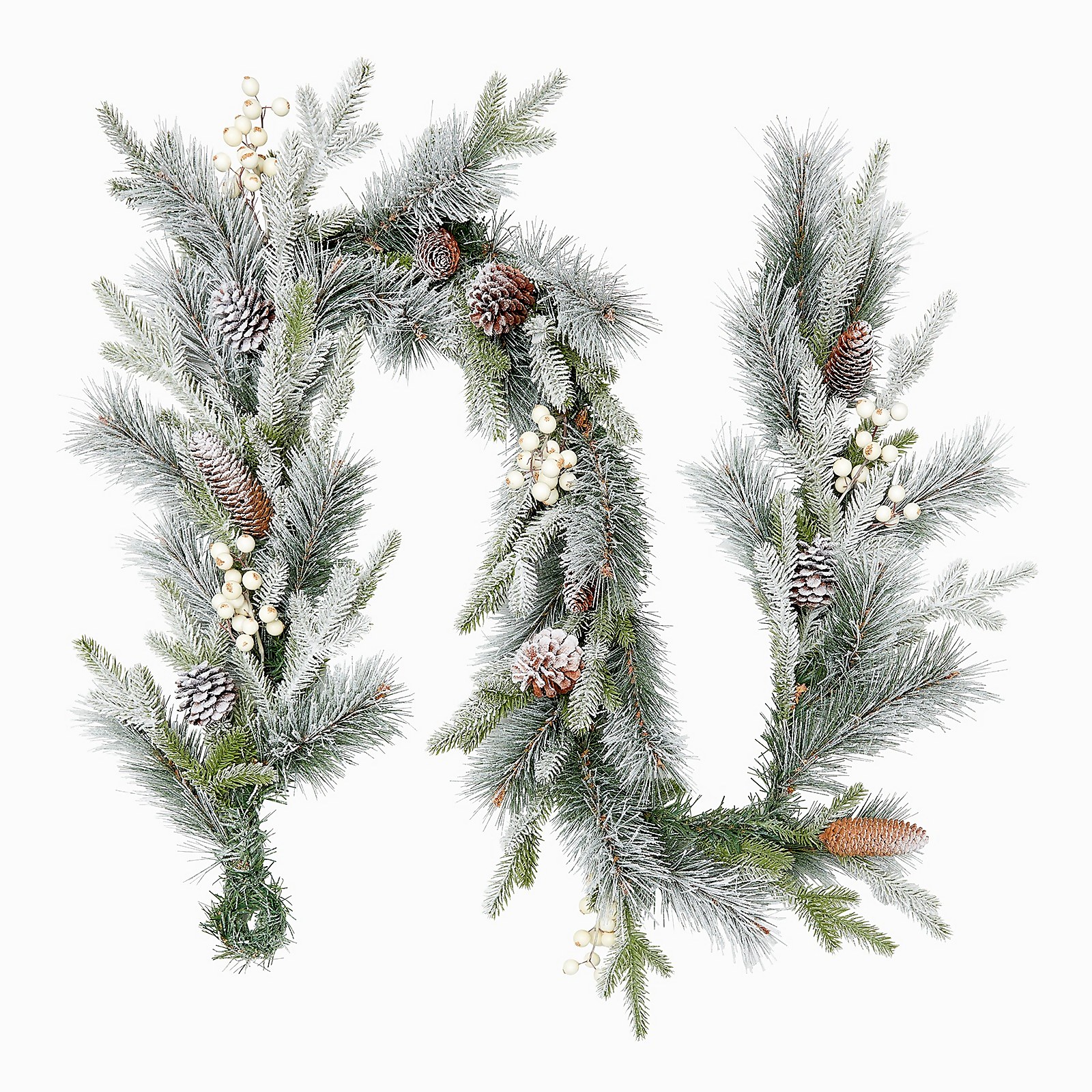 Photo of Luxury Snowy Pinecones & White Berry Christmas Garland - 210cm