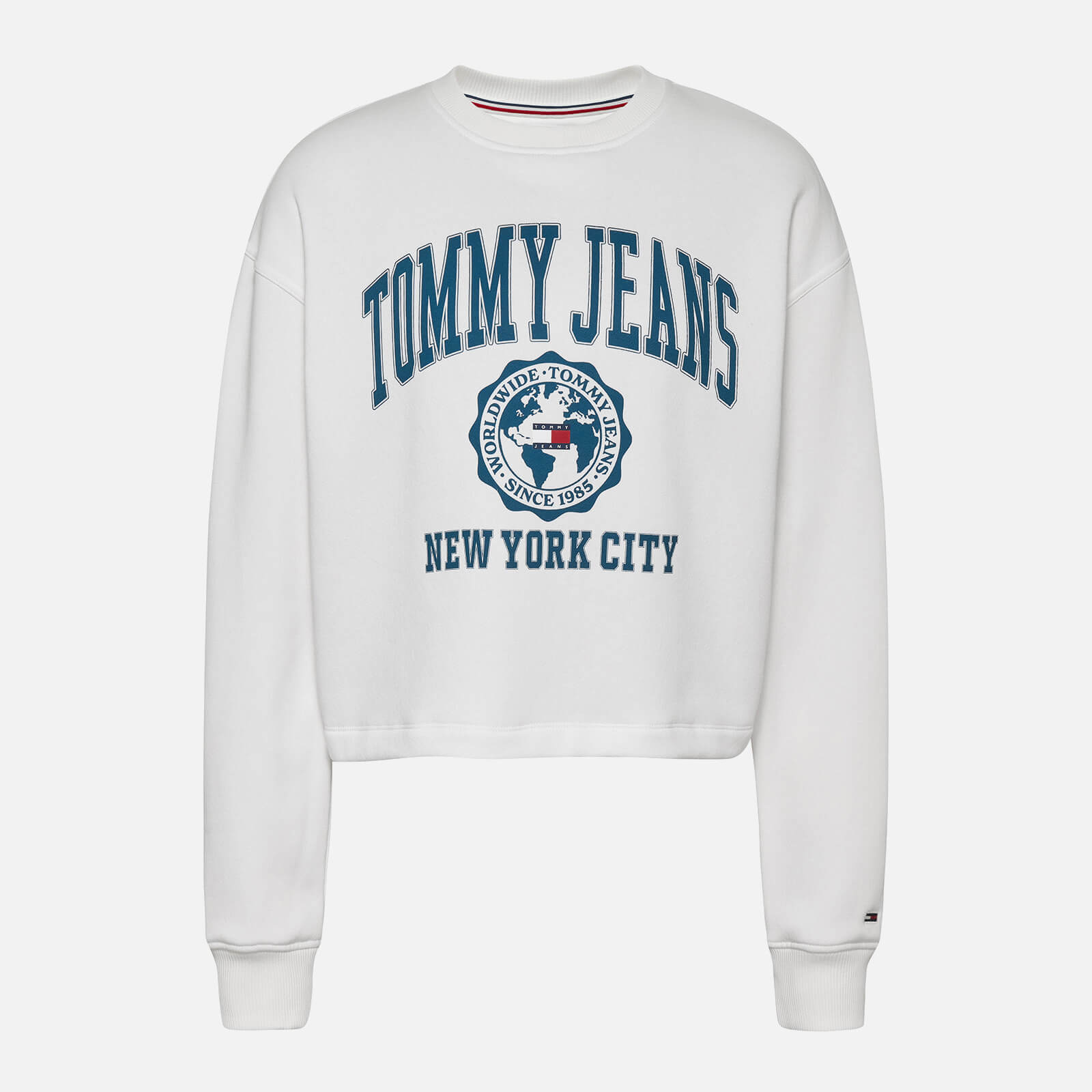 Tommy Jeans College Logo Cotton-Blend Jersey Cropped Sweatshirt