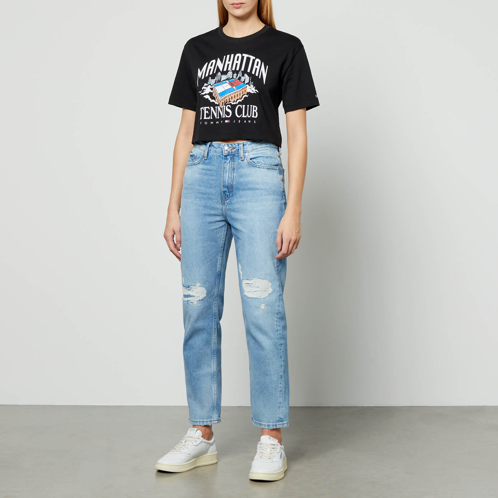 tommy jeans cotton-jersey cropped t-shirt - m
