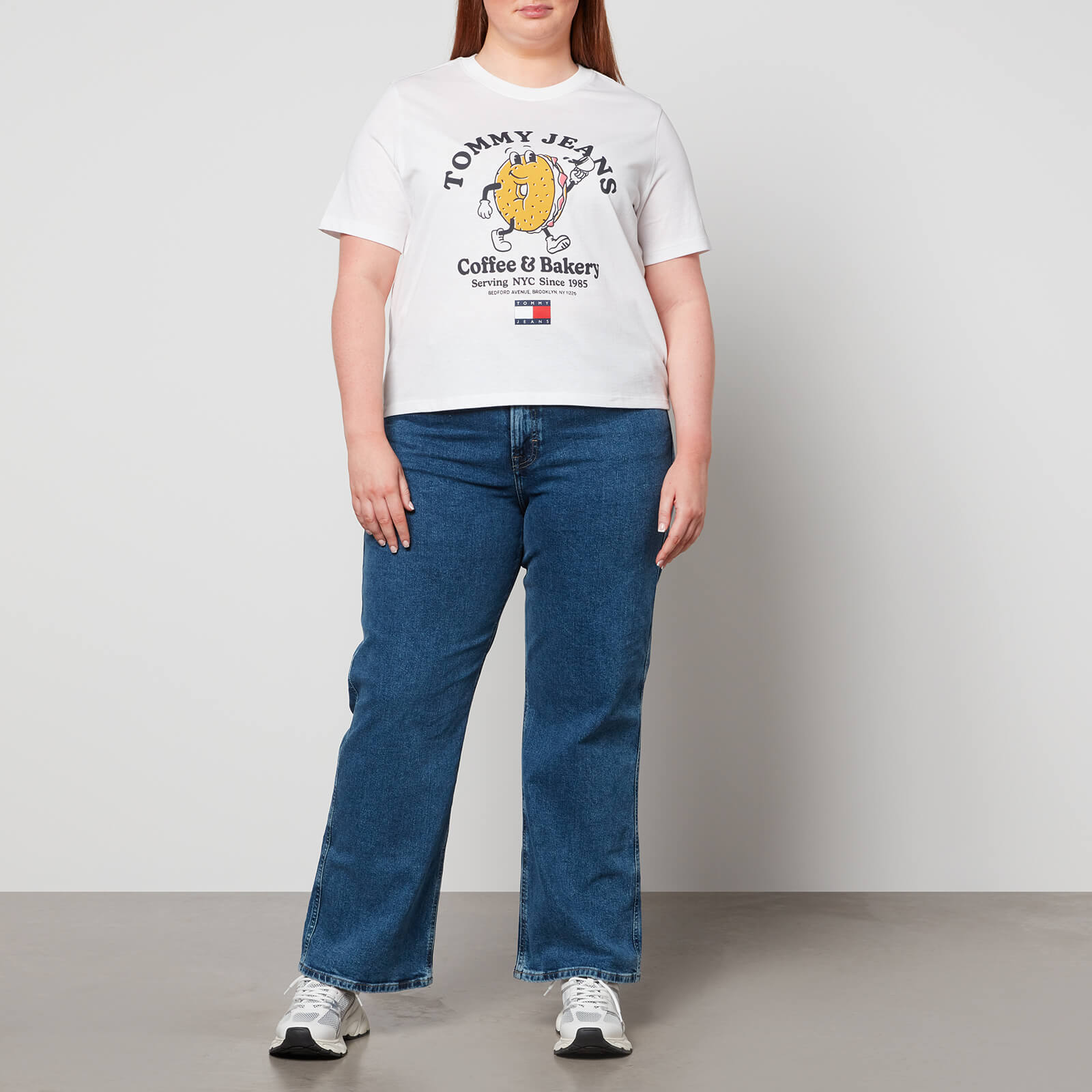 tommy jeans curve tommy bagels cotton-jersey t-shirt - 2xl