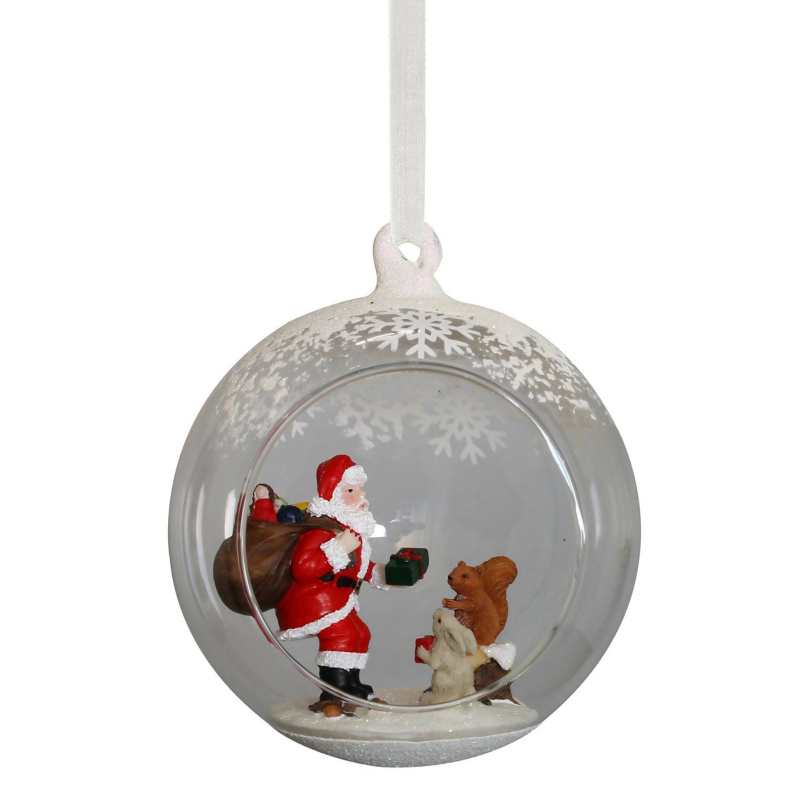 Photo of Santa Open Front Glass Christmas Tree Bauble - 90mm