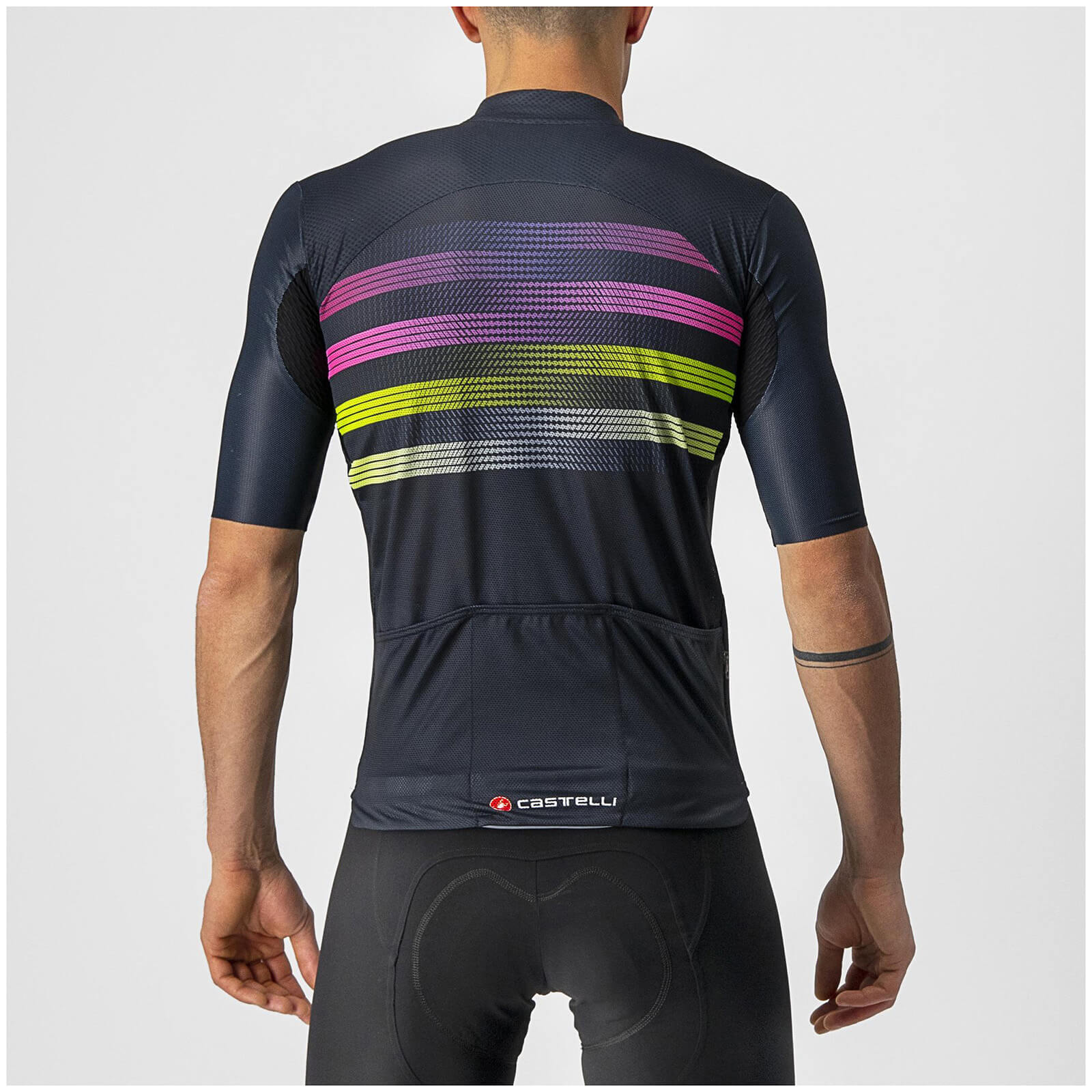Castelli Endurance Pro Short Sleeve Cycling Jersey - SS22 - Savile Blue / Pink / Electric Lime / Small