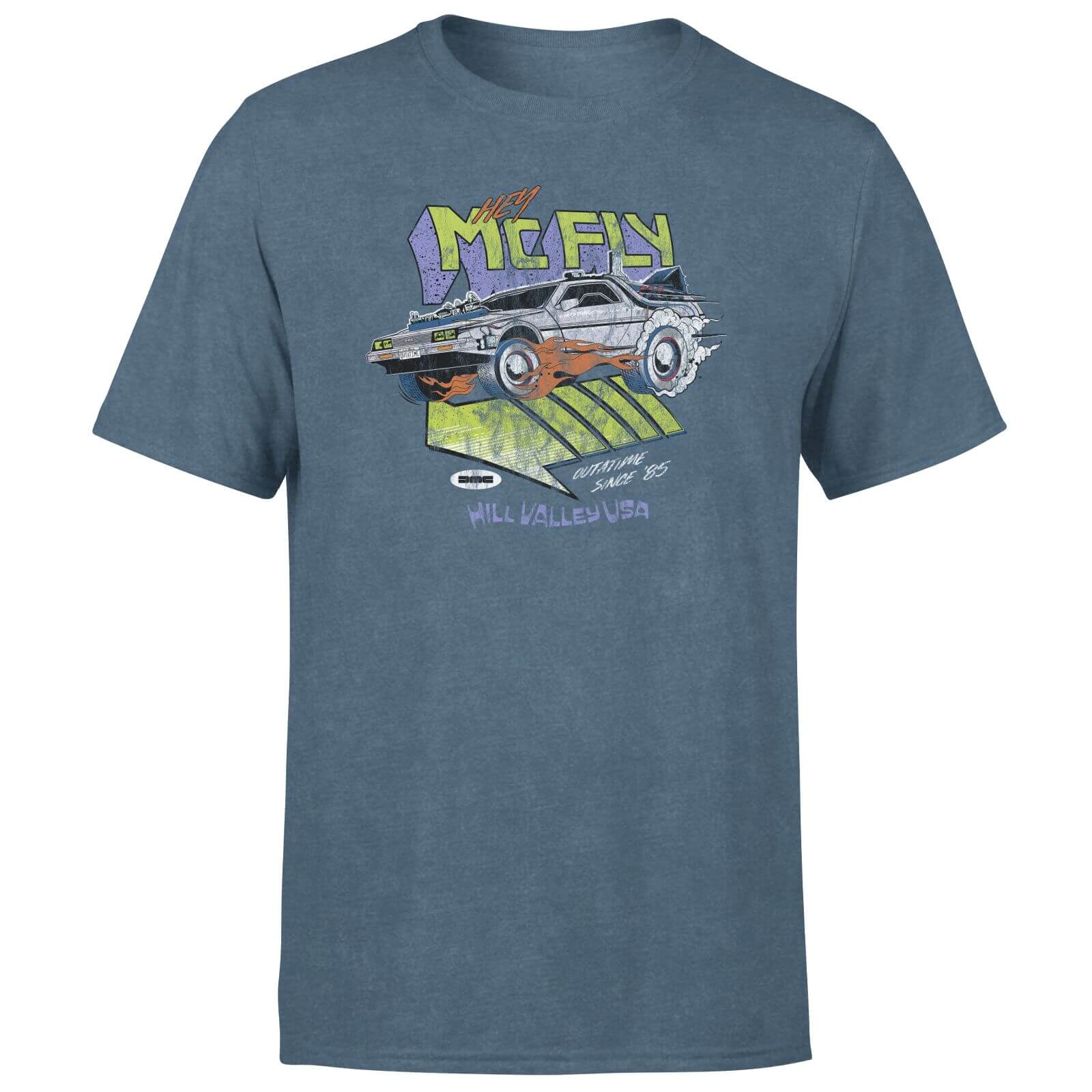 

Back To The Future Hey McFly Unisex T-Shirt - Navy Acid Wash - XL