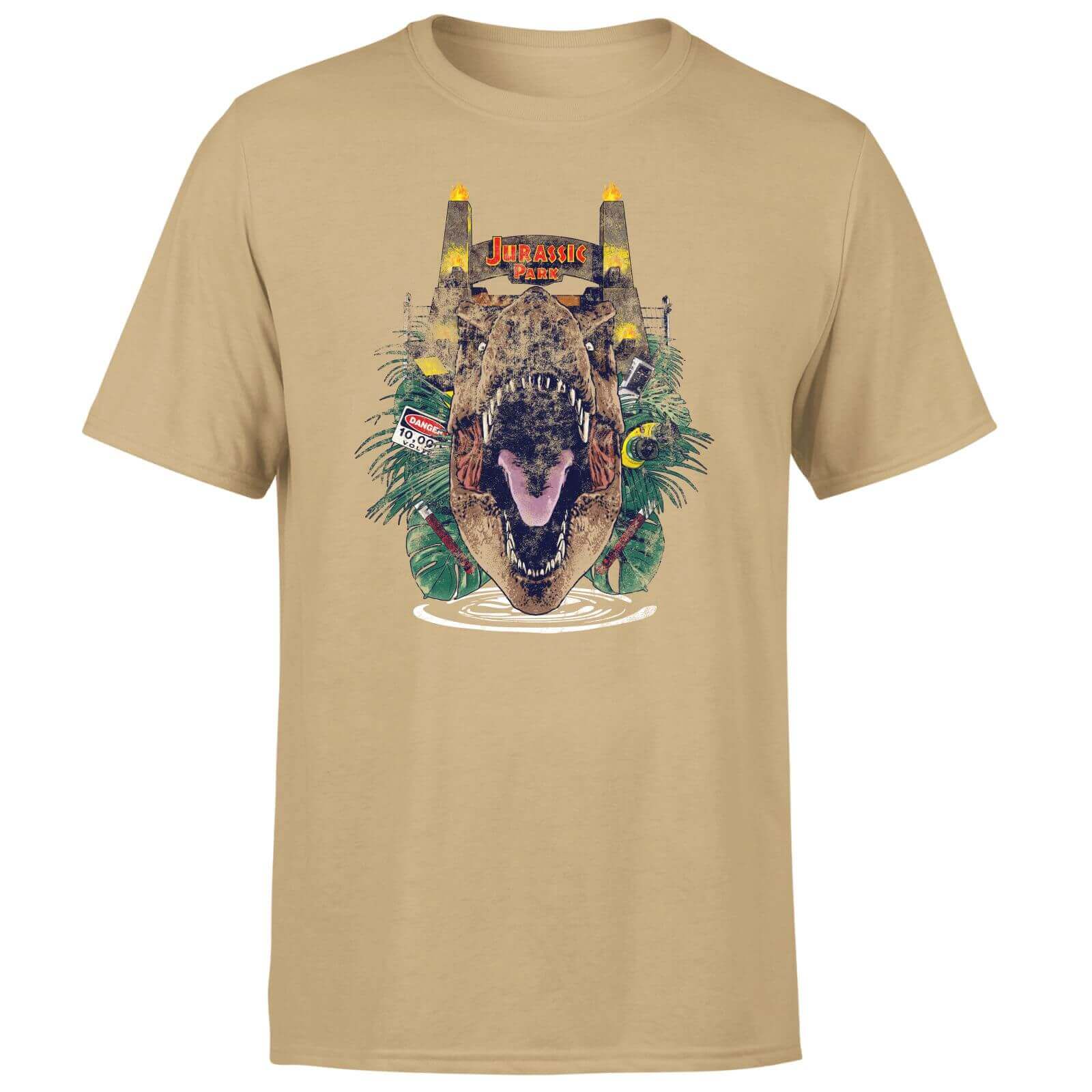 Jurassic Park T-Rex Break Out Unisex T-Shirt - Tan - S