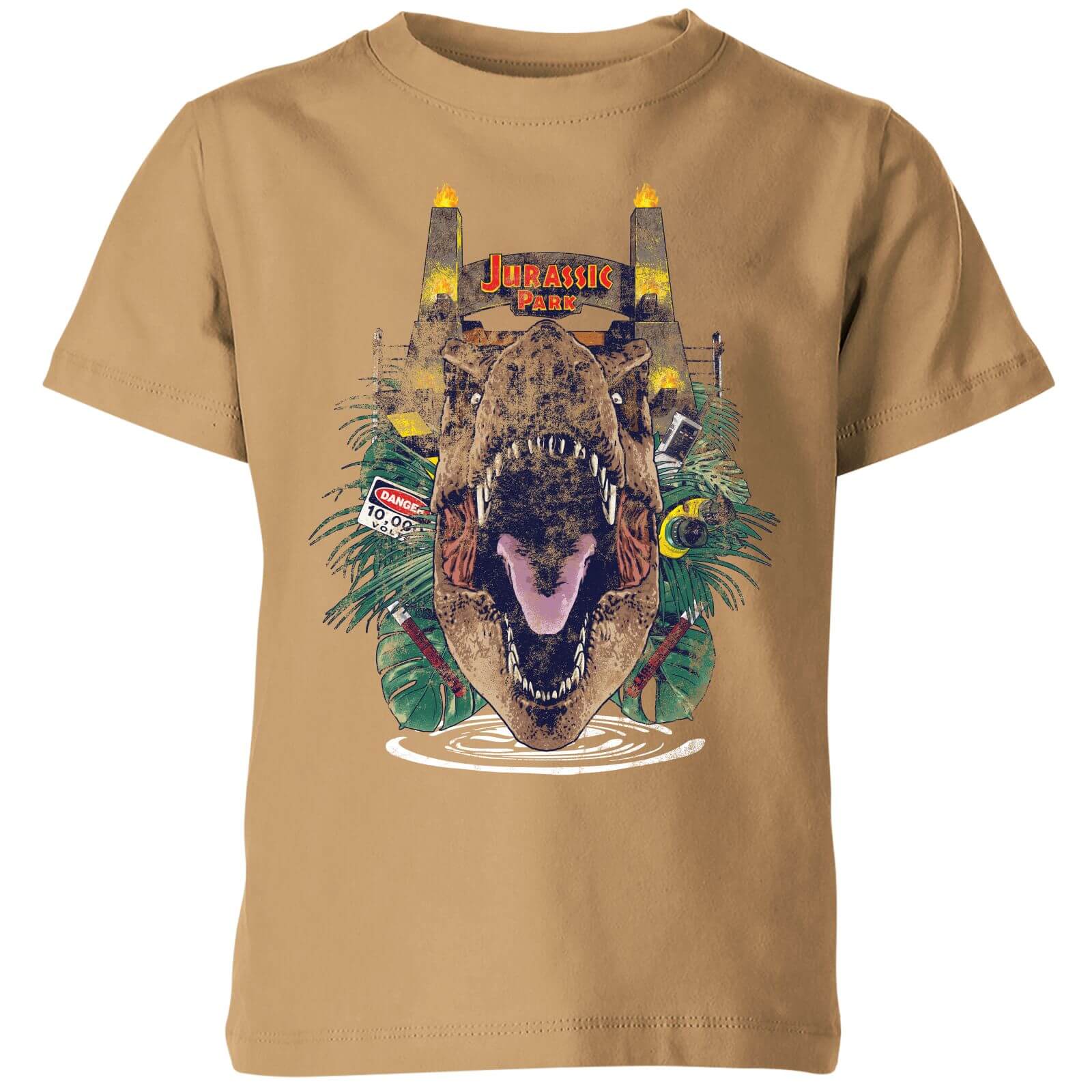 Jurassic Park T-Rex Break Out Kids' T-Shirt - Tan - 5-6 Years
