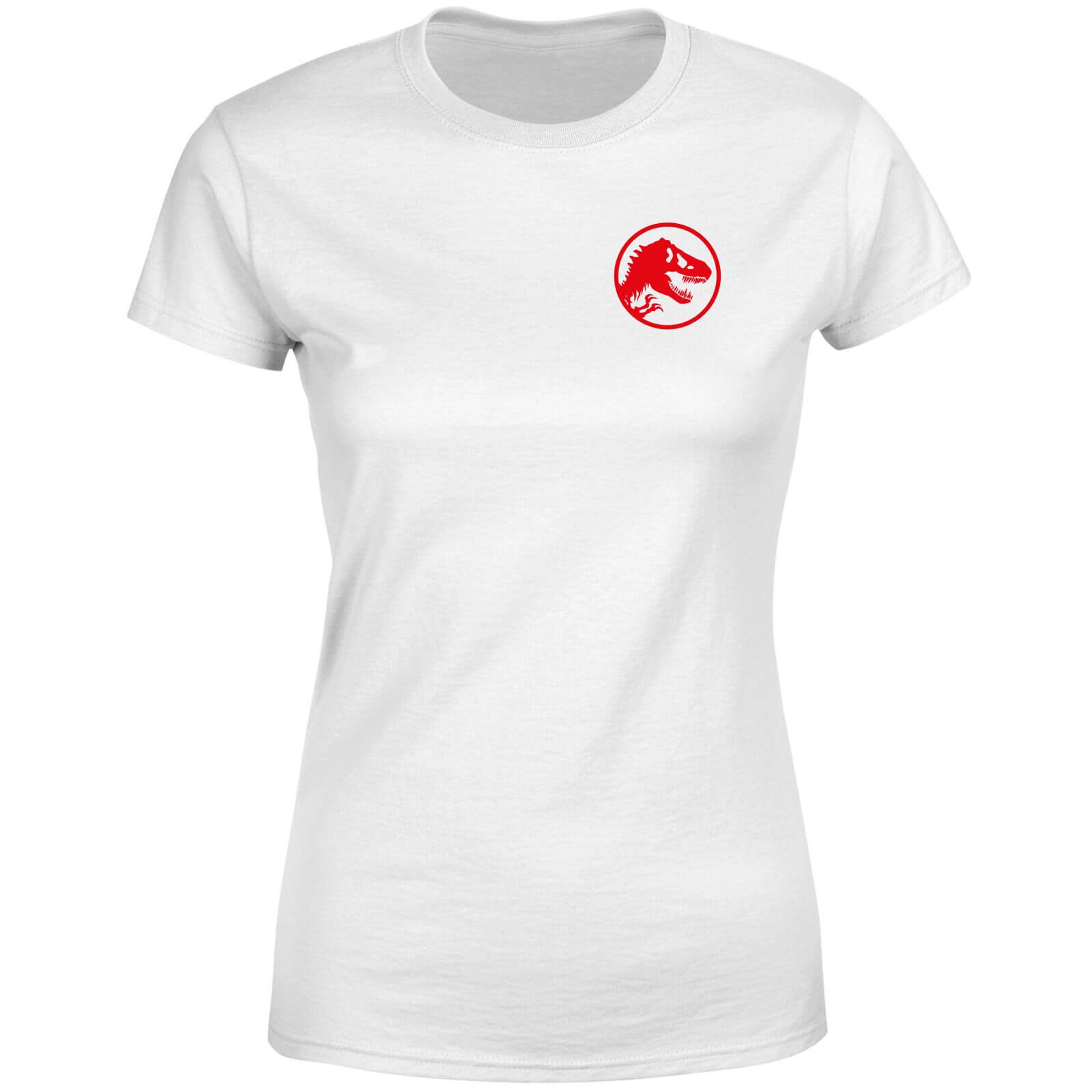 

Jurassic Park Red Logo Embroidered Women's T-Shirt - White - XL