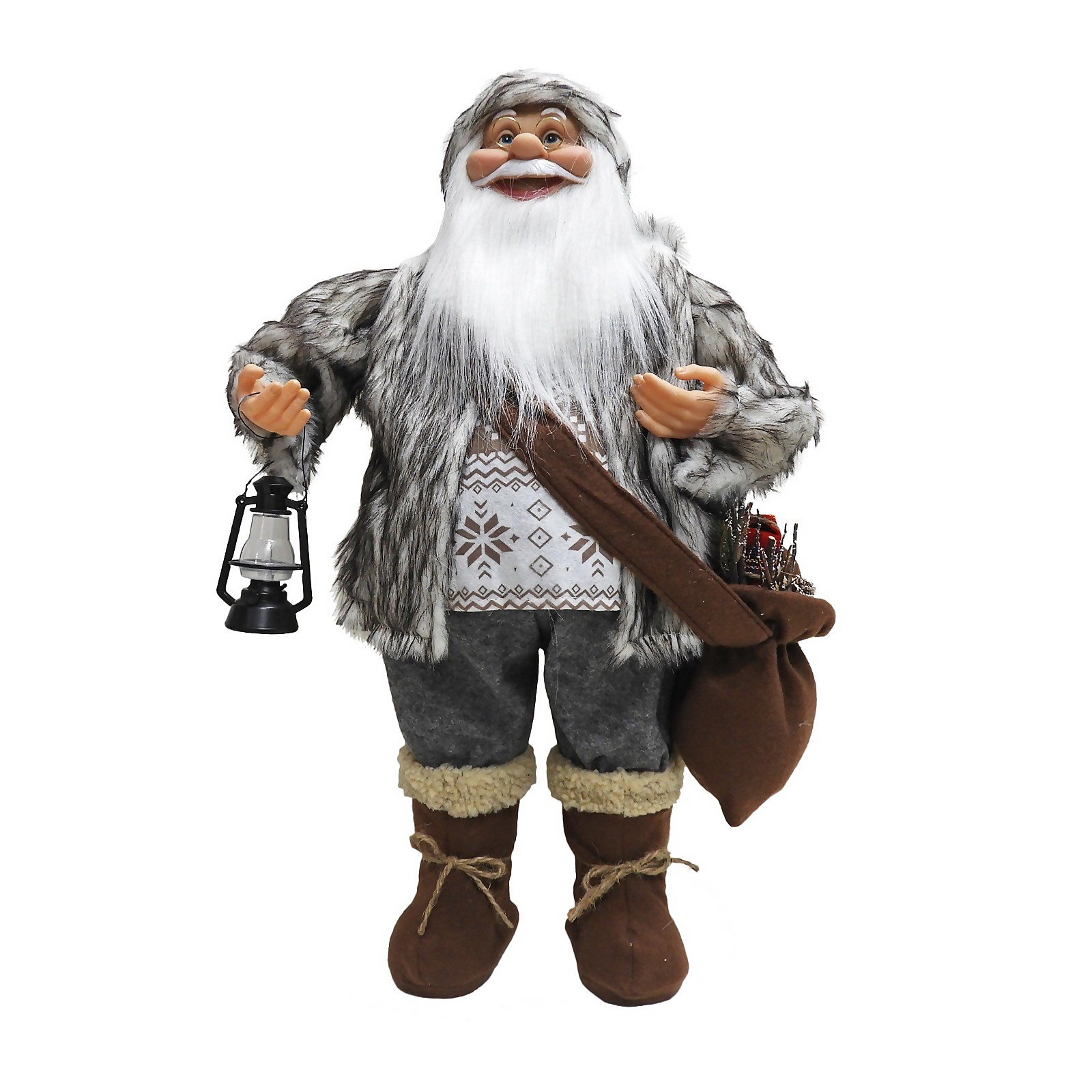 Photo of Traditional Standing Father Christmas With Grey Coat - 60cm