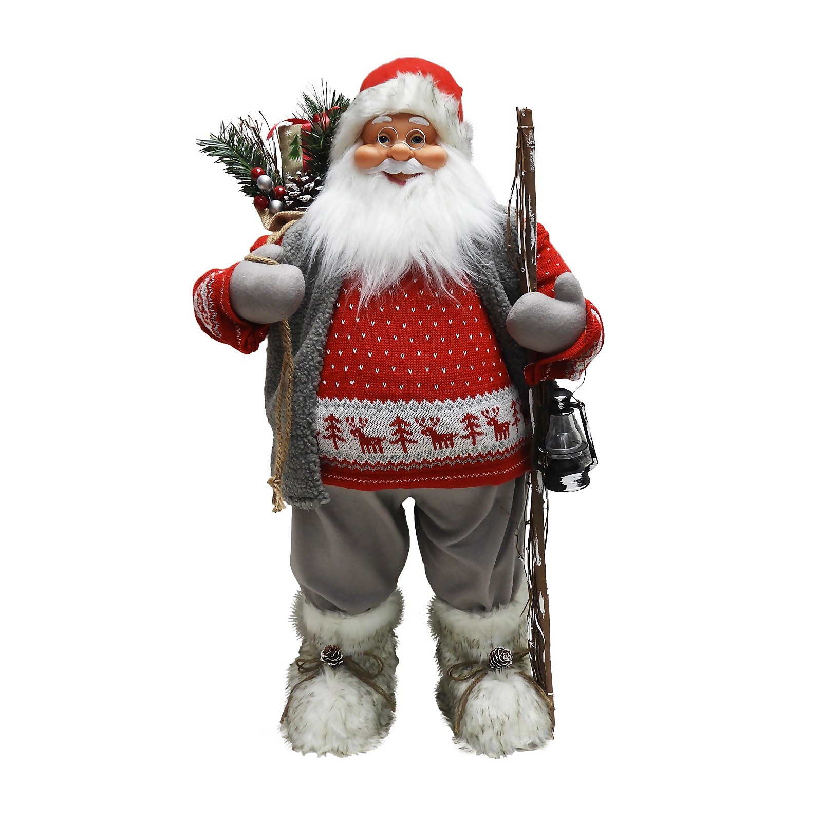 Photo of Traditional Standing Father Christmas With Red Jumper - 80cm