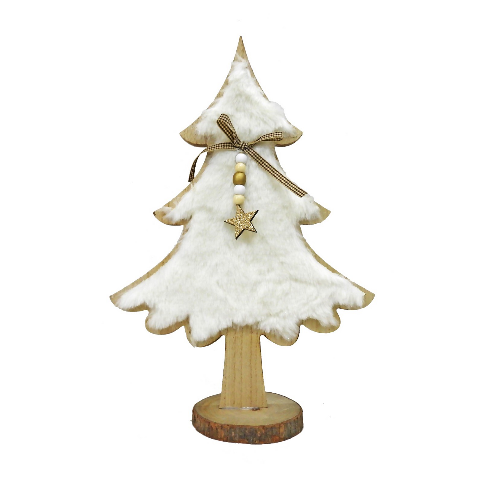 Photo of Wooden Snowy Tree Christmas Decoration