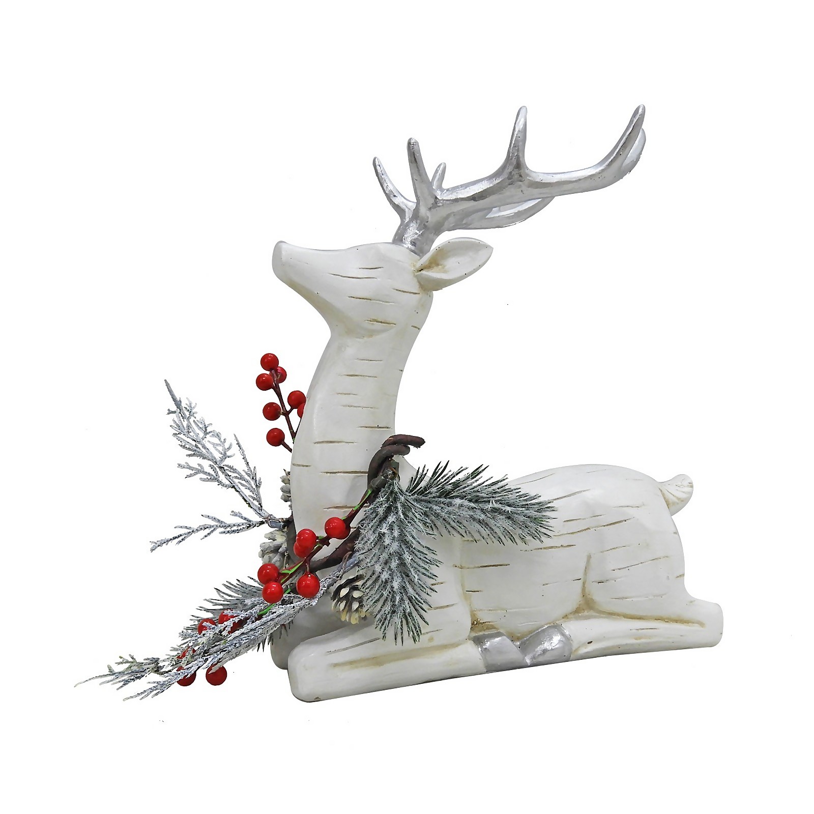 Photo of White Sitting Reindeer Christmas Decoration