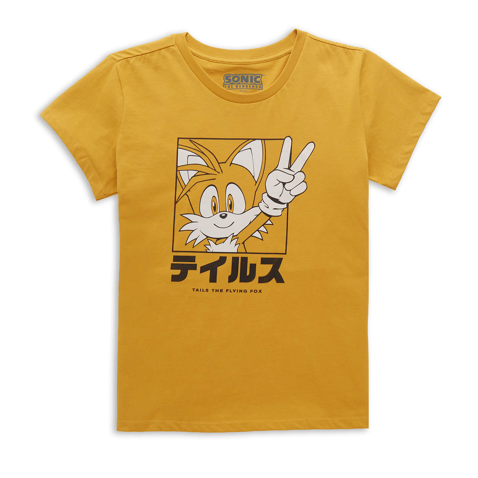 Sonic The Hedgehog Tails Katakana Women's T-Shirt - Mustard - XS