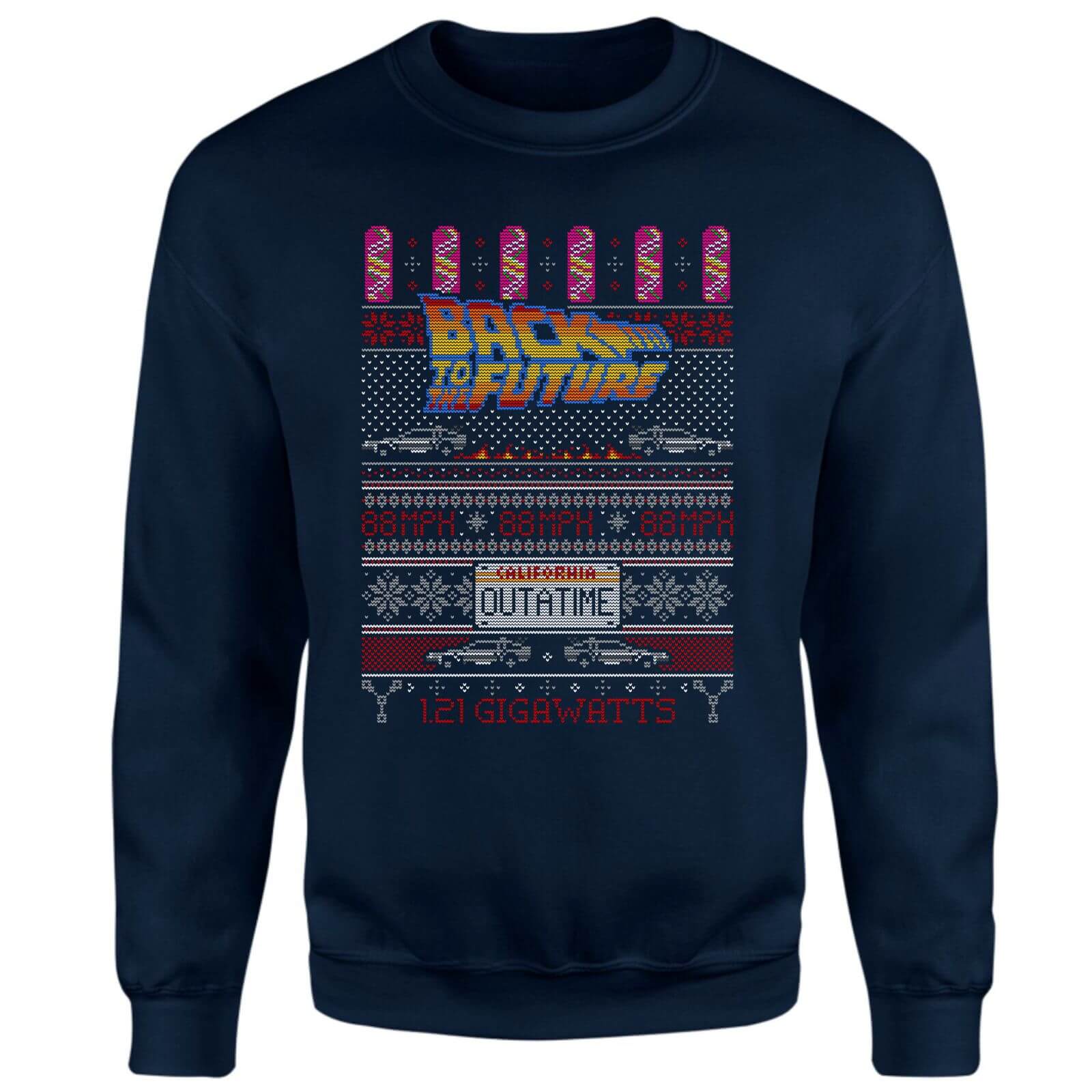 Universal Back To The Future Outa Time Christmas Sweatshirt - Navy - XS - Navy