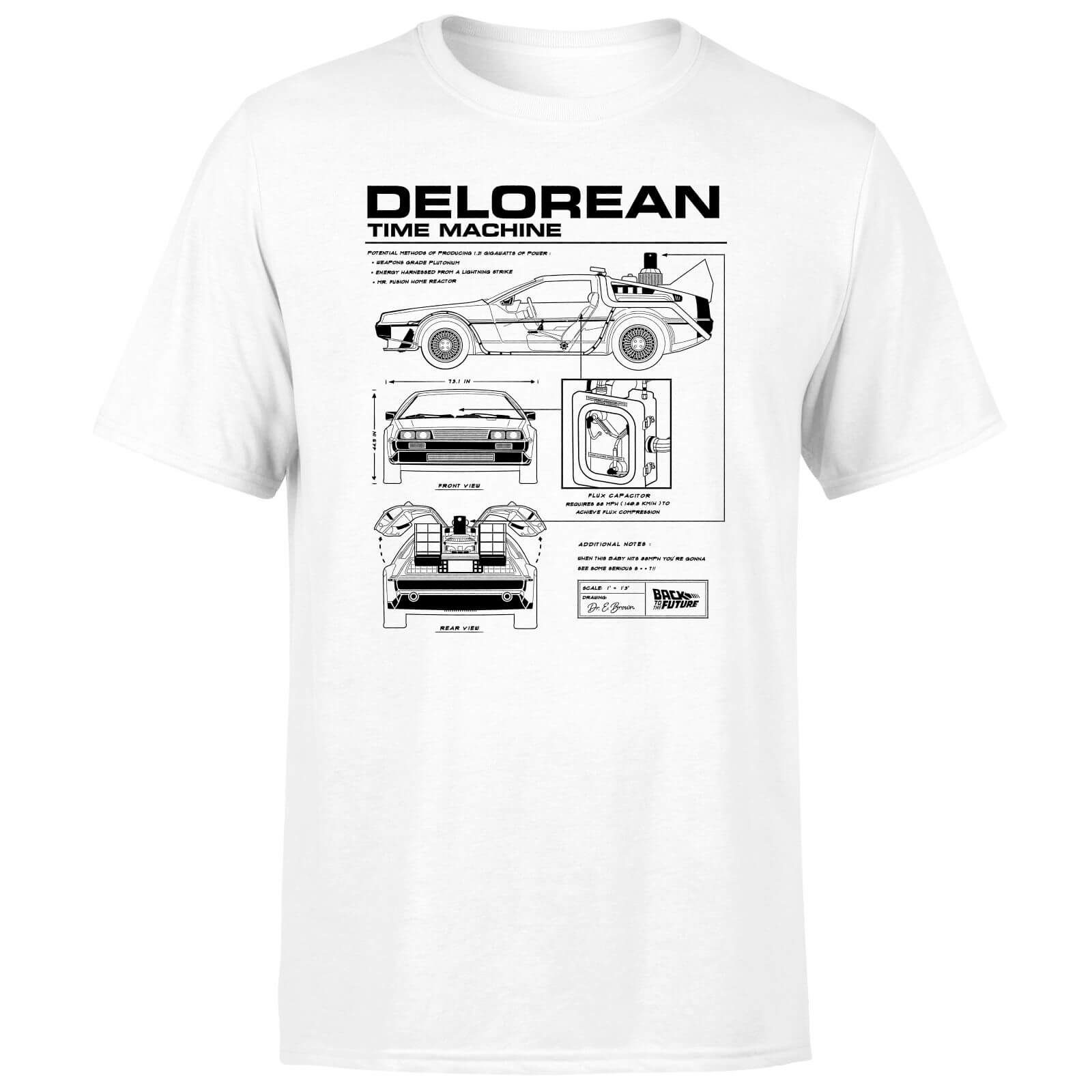 Universal Back To The Future Delorean Schematic Men's T-Shirt - White - XS - White