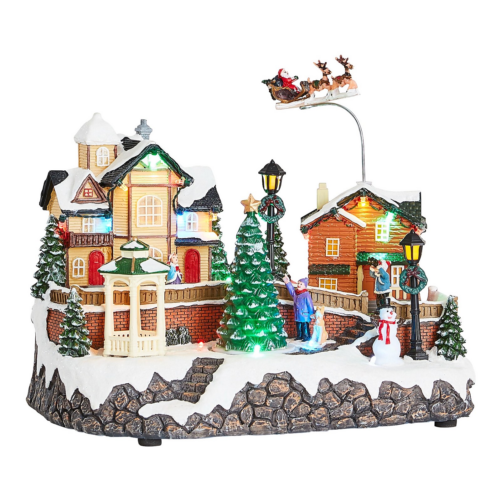Photo of Christmas Village With Rotating Tree Led Christmas Decoration