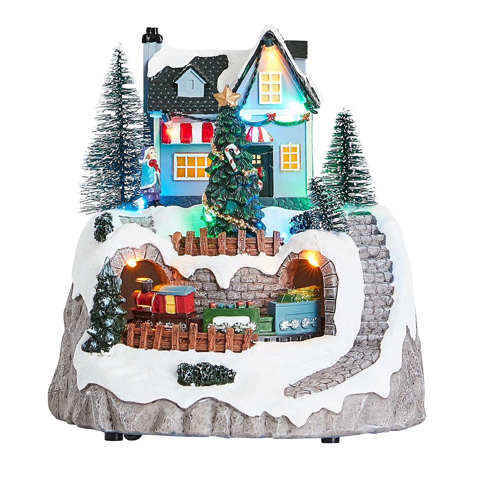 Photo of Christmas Village With Moving Train Musical Led Christmas Decoration -battery Operated-