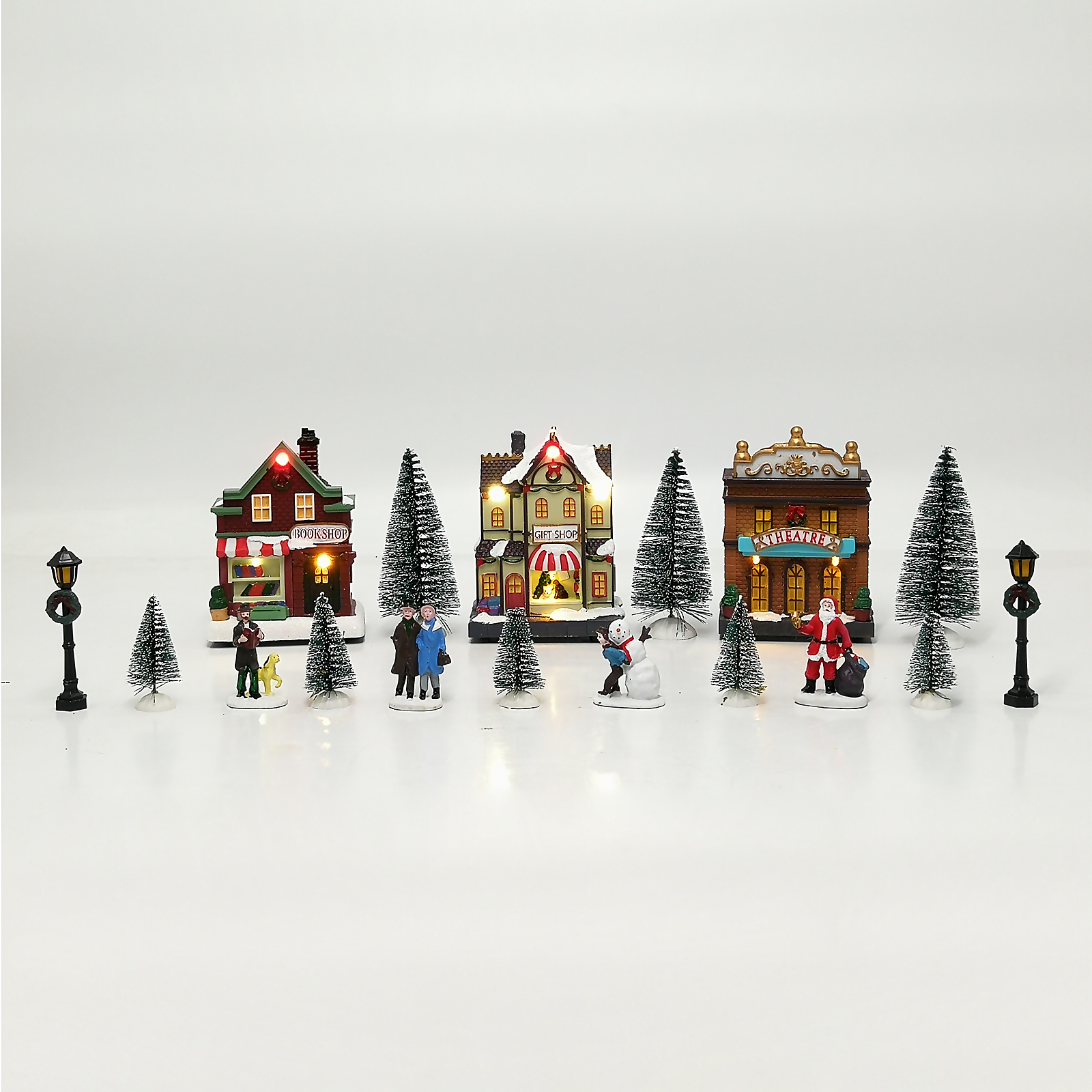Photo of Christmas 17 Piece Village Scene Led Christmas Decoration -battery Operated-