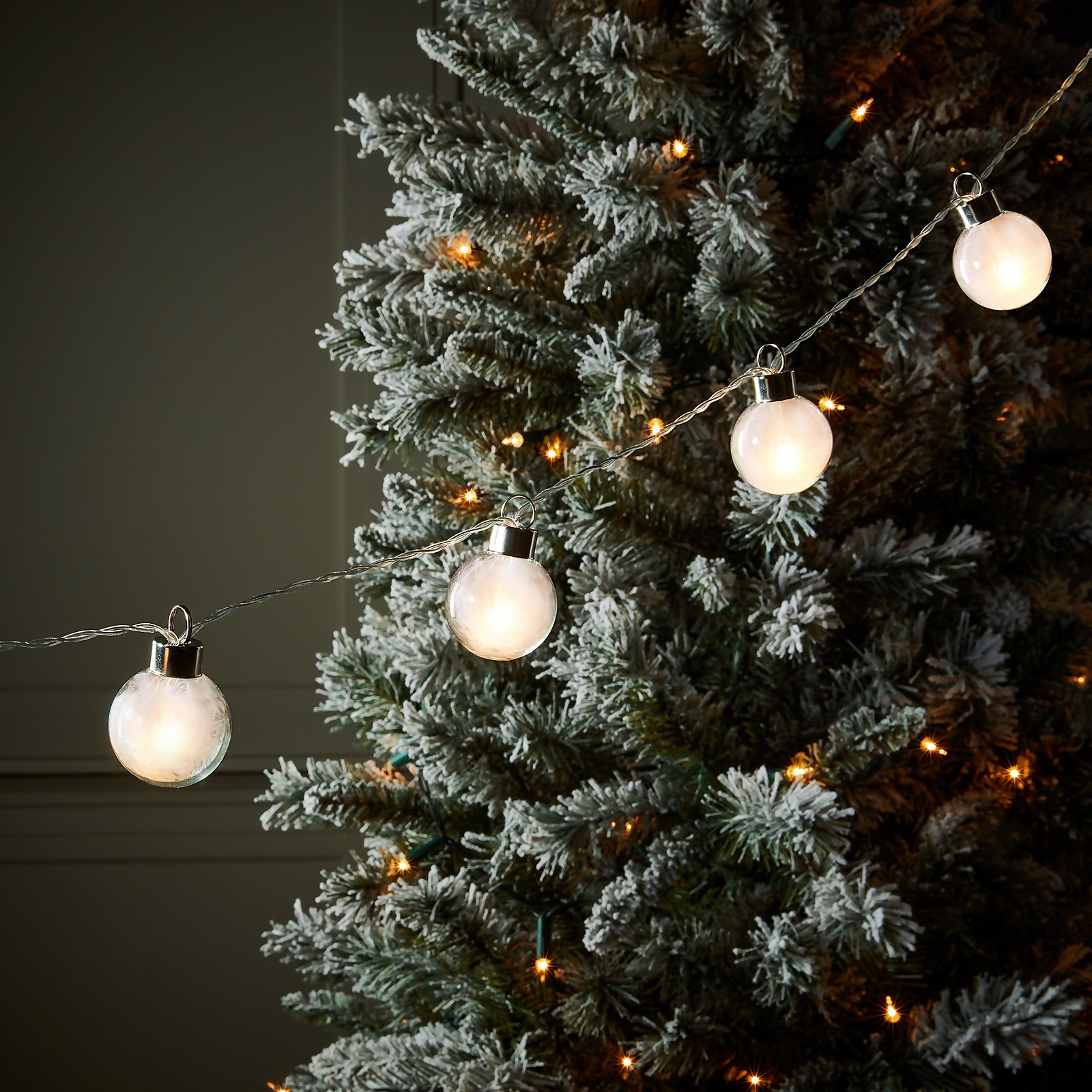 Photo of 10 Glass & Feather Ball Christmas String Lights -battery Operated-