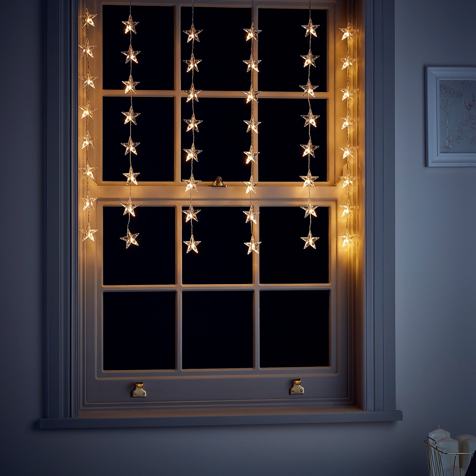 Photo of 48 Acrylic Star Led Christmas Window Curtain Lights - Warm White
