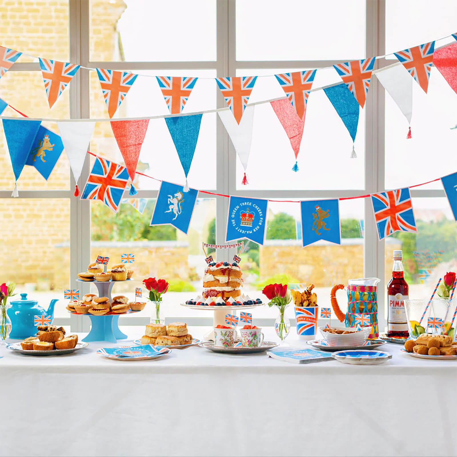 Right Royal Spectacle Red, White and Blue Fabric Bunting
