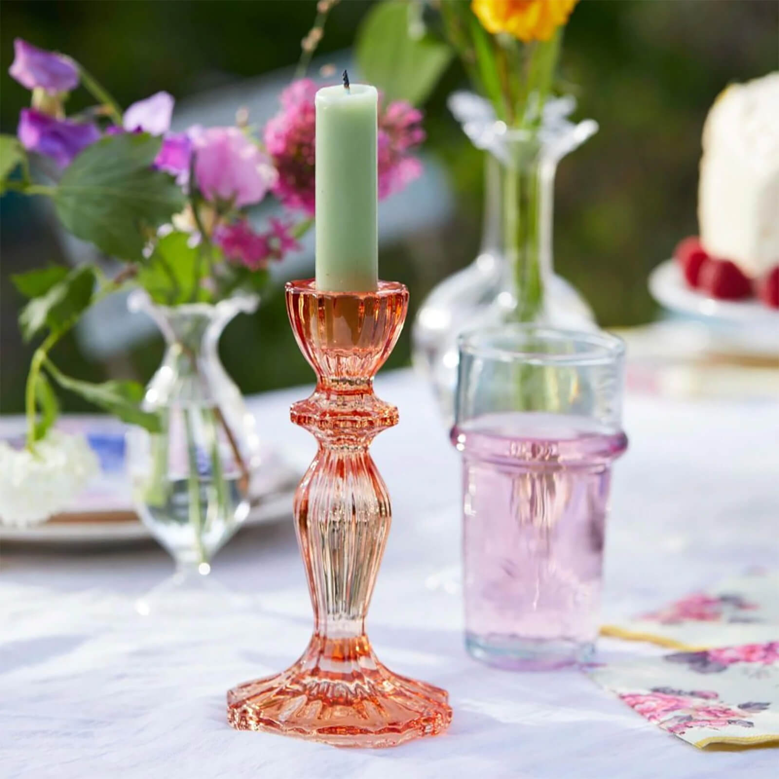 Boho Orange Glass Candle Holder