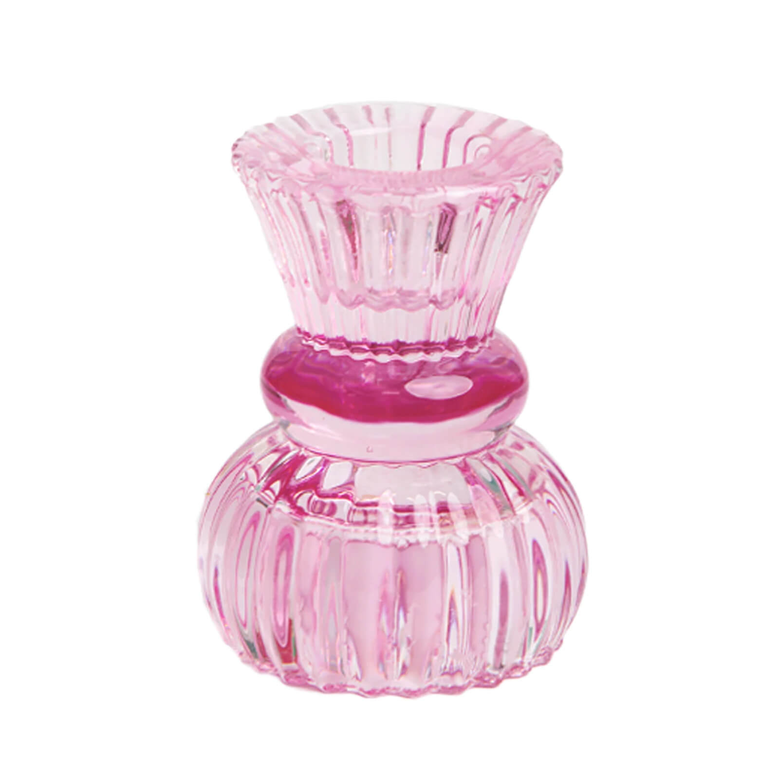 Boho Small Pink Glass Candle Holder
