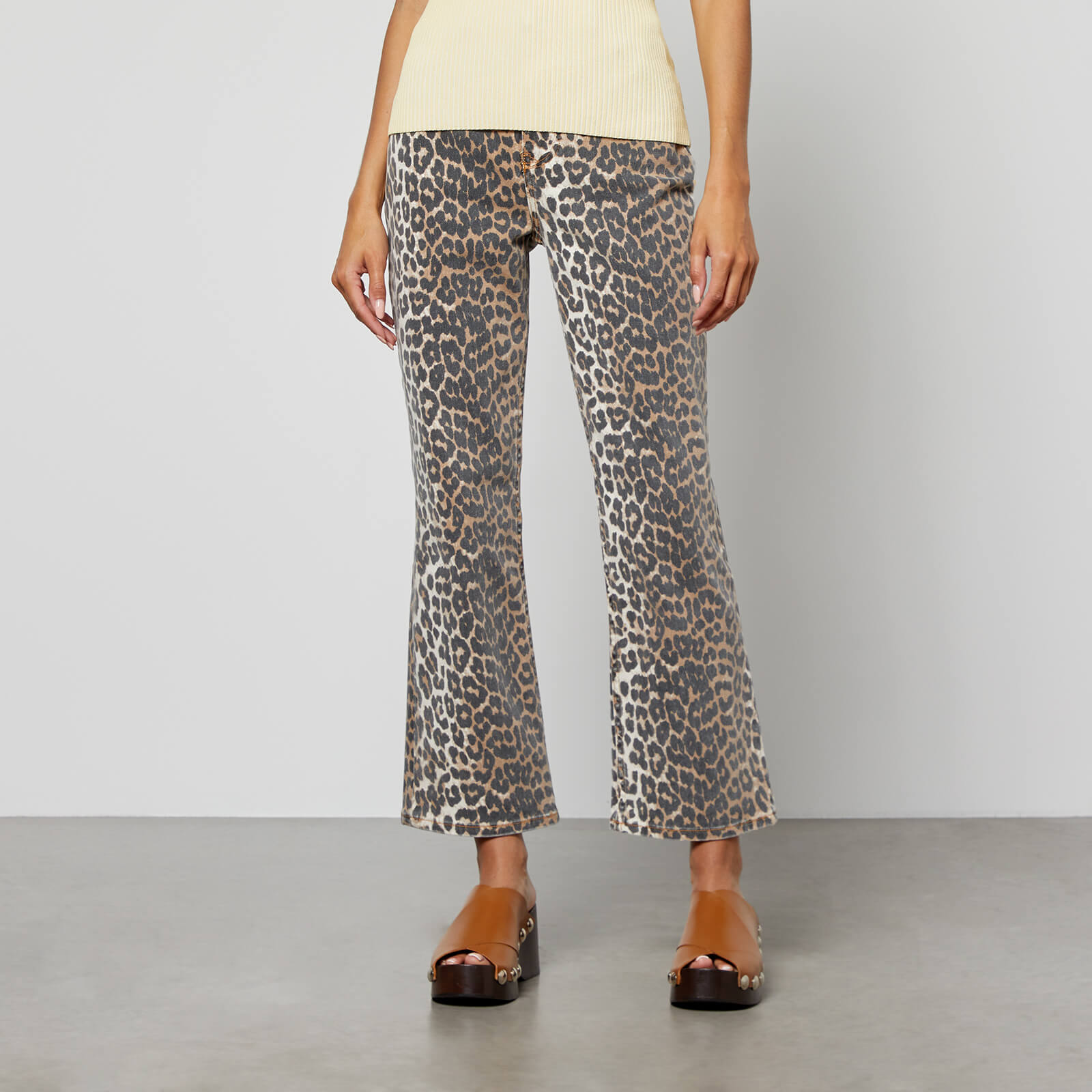 Ganni Leopard-Print Cotton-Blend Denim Jeans - W26