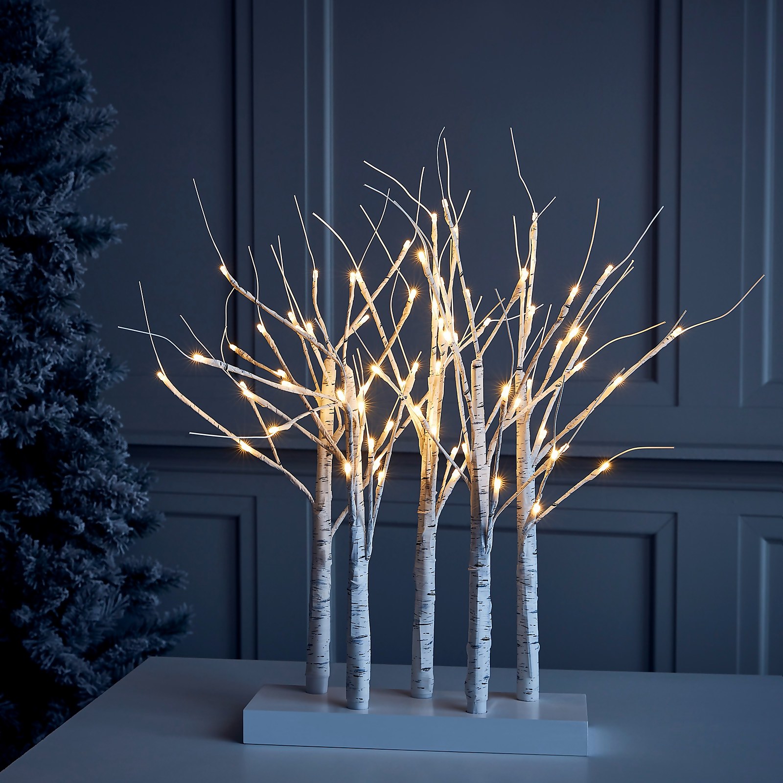 Photo of White Twig Trees Christmas Light Decoration - 60cm