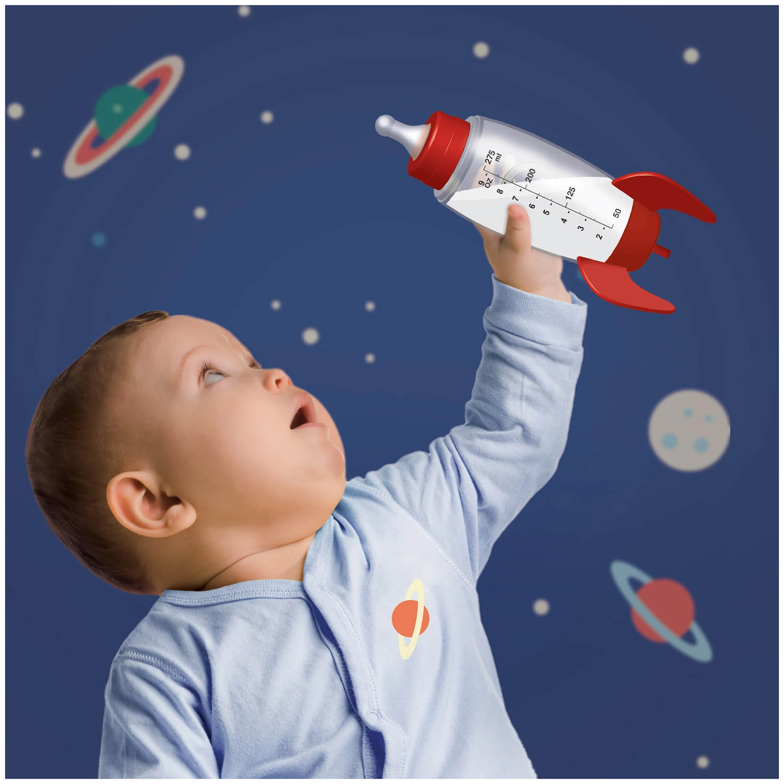 Image of Space Rocket Baby Bottle