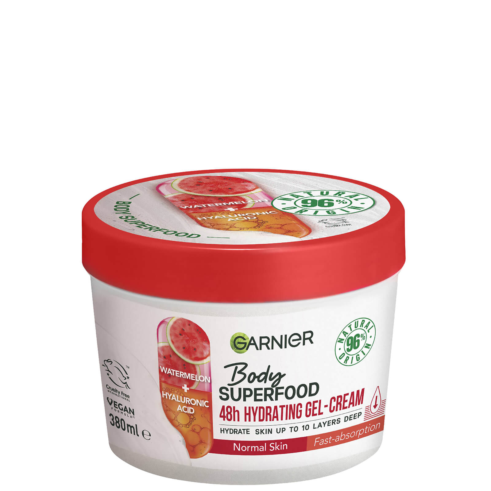 Image of Garnier Body Superfood, Hydrating Gel-Cream, Watermelon and Hyaluronic Acid 380ml